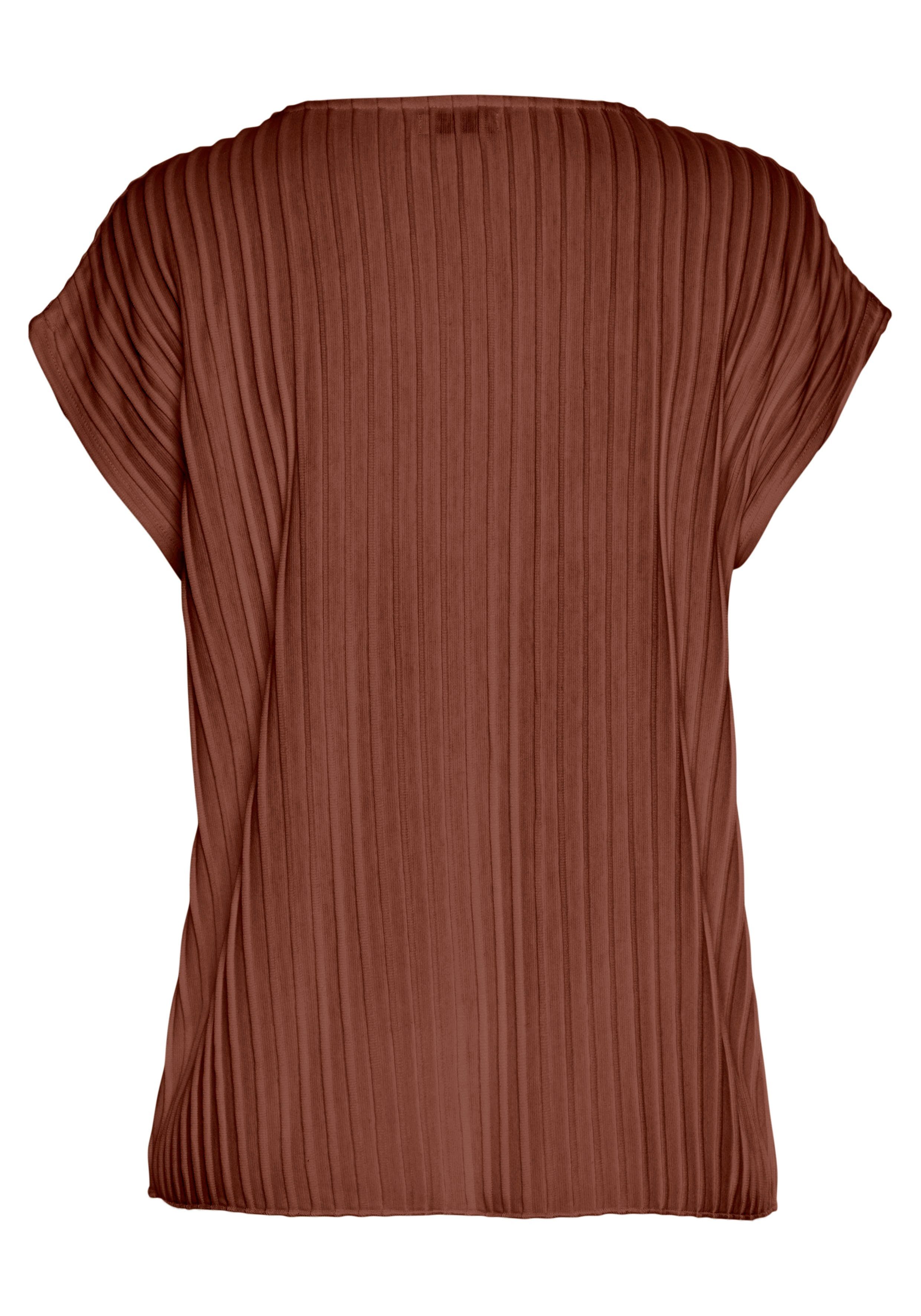 Lascana Shirt met korte mouwen met biesstructuur, kreukvrij t-shirt van moderne structuurstof