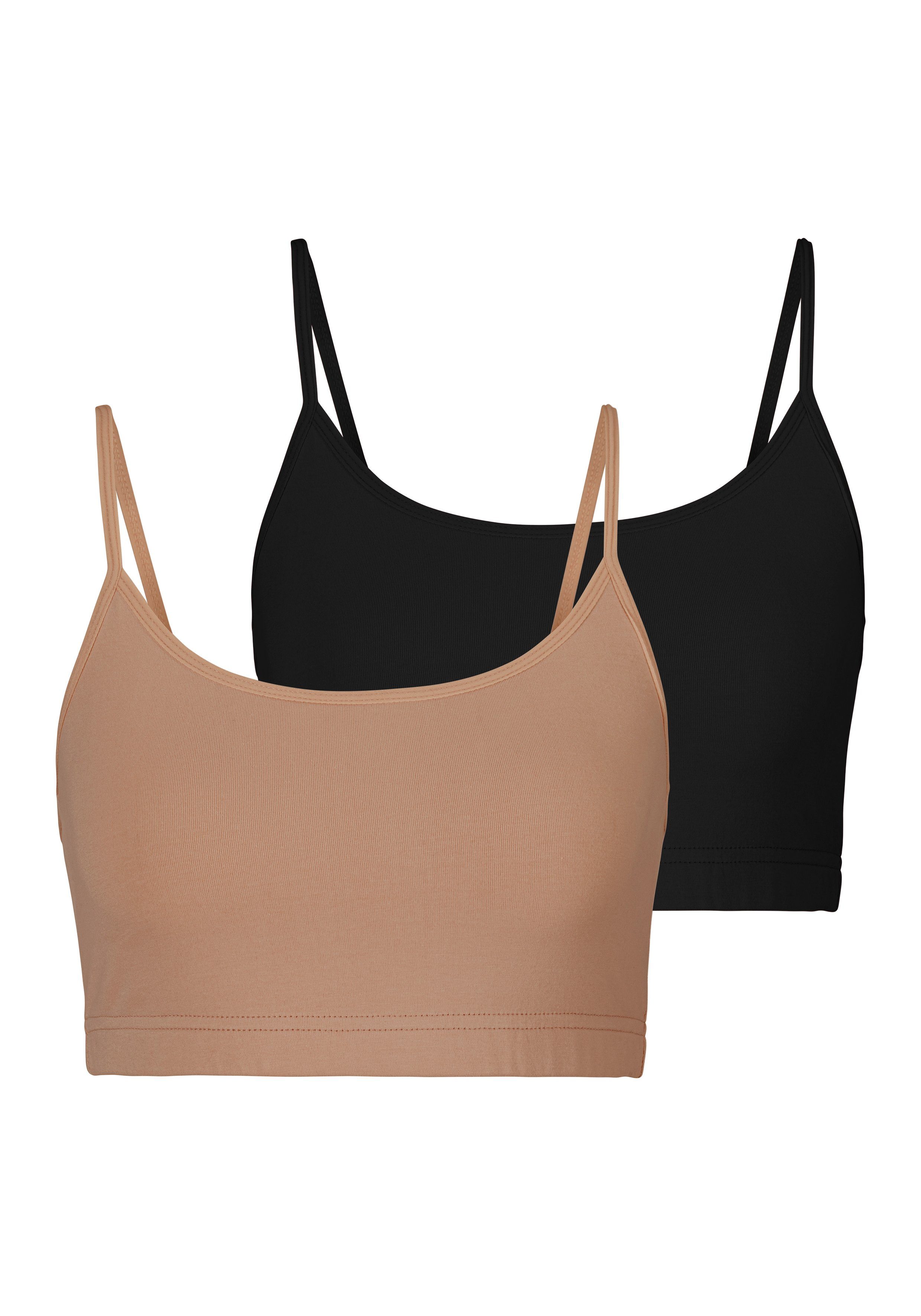 Lascana Bustier van elastisch katoen (2-delig, Set van 2)