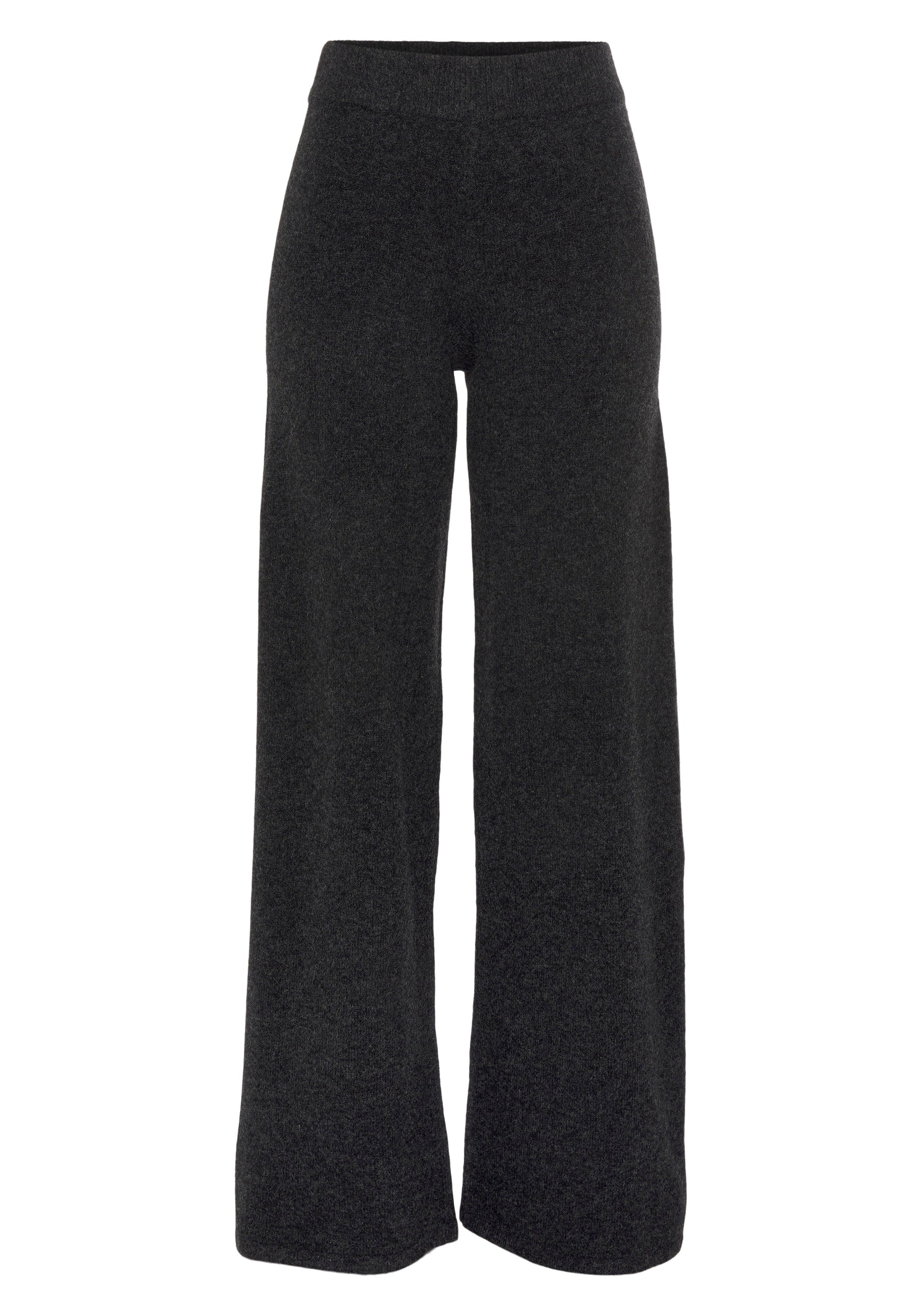 Lascana Tricotbroek -Loungebroek met ribboorden, loungewear lounge broeken maat 32/34 grijs