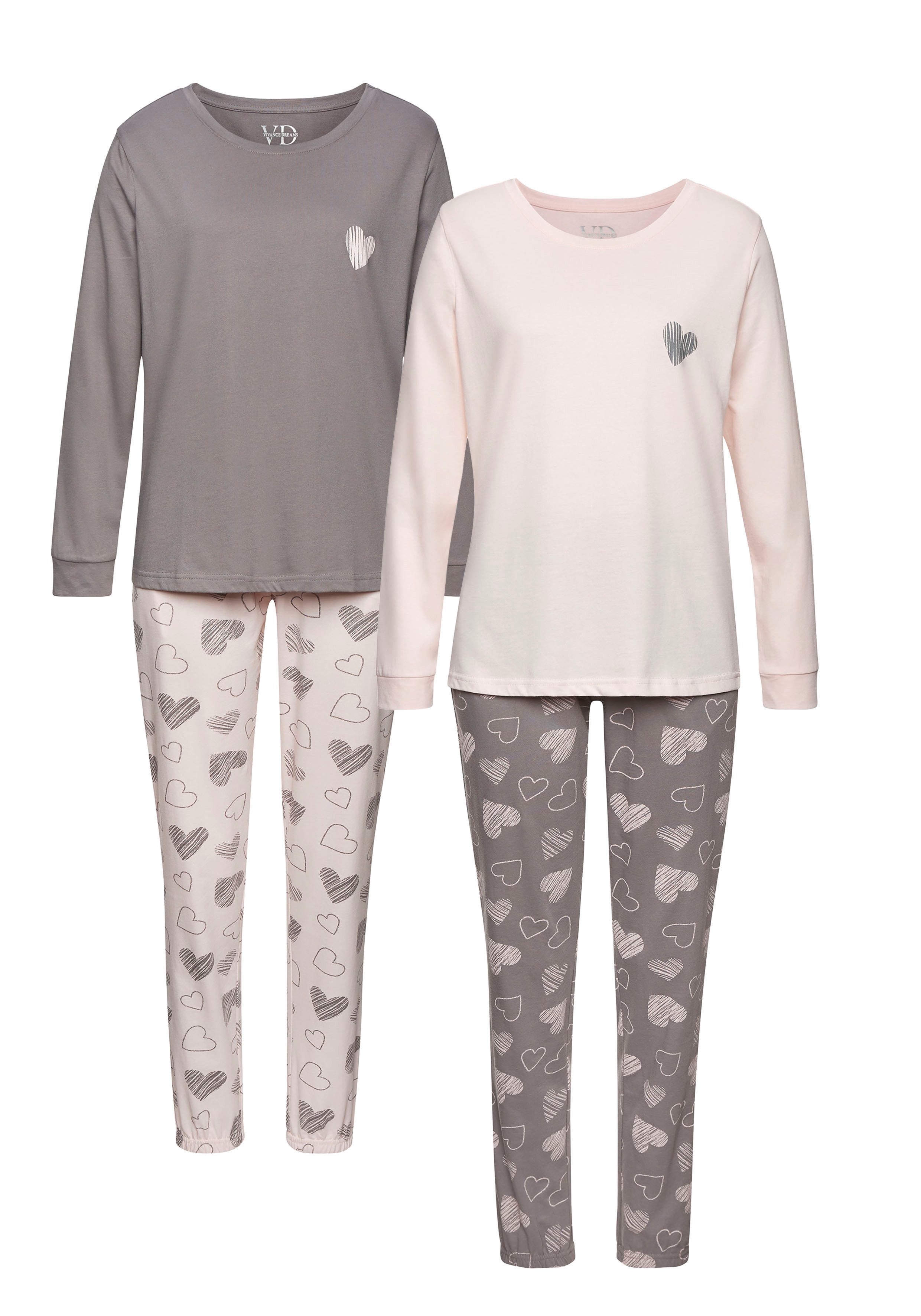 Vivance Dreams Pyjama met hartprint (Set van 2)