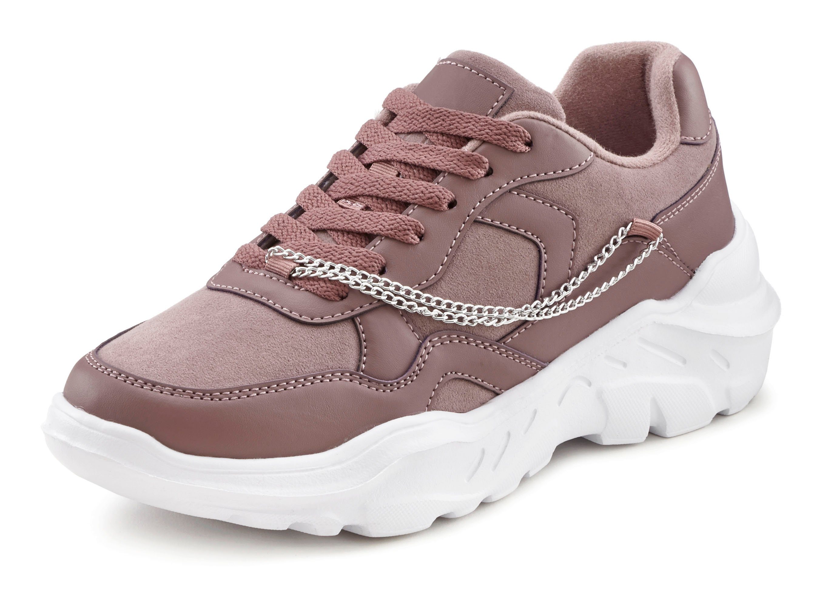 Lascana Sneakers met chunky zool & kettingen, veterschoenen, vrijetijdsschoenen vegan