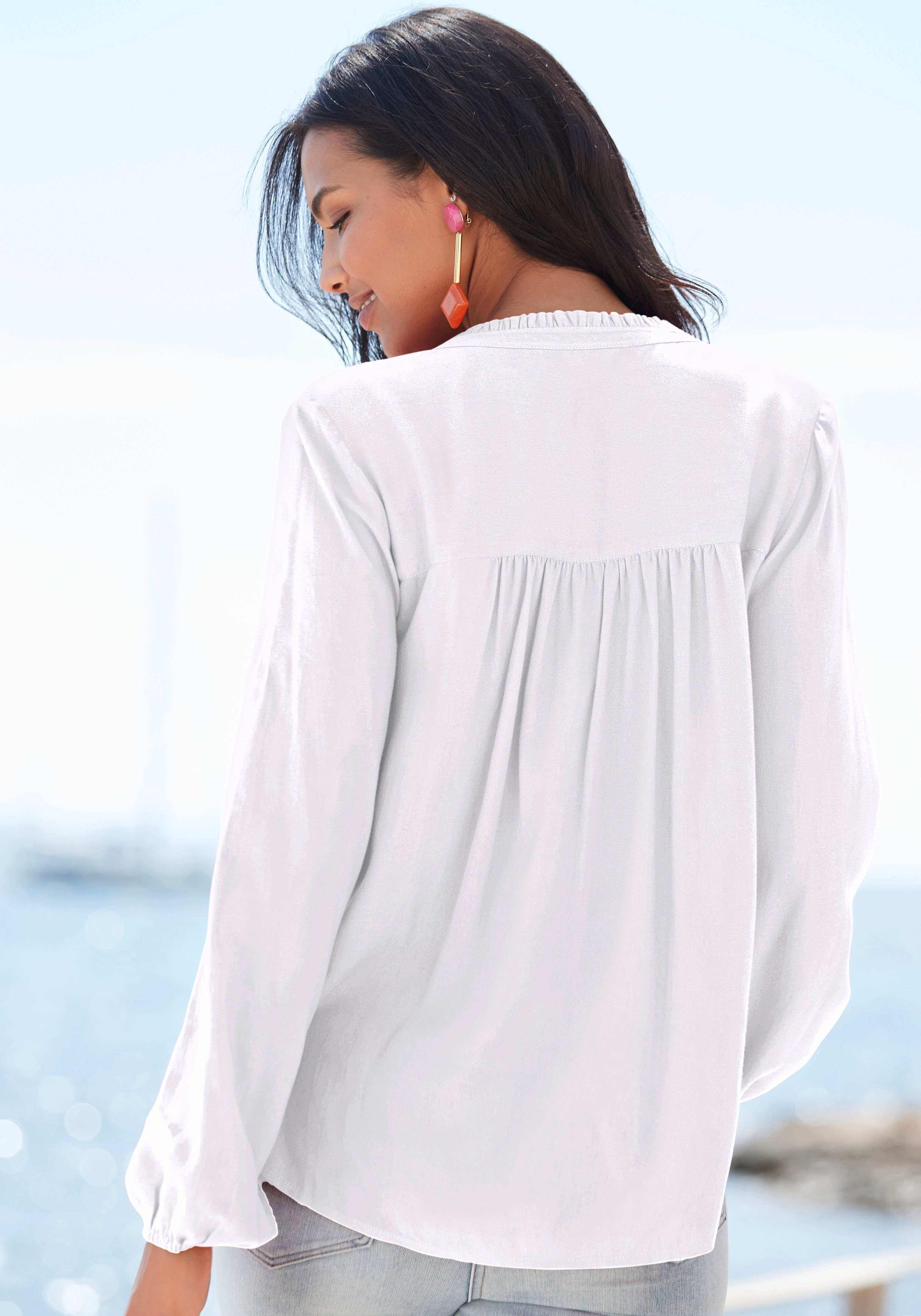 Lascana Blouse zonder sluiting met lange mouwen, lichte damesblouse, casual-chic, feestelijk