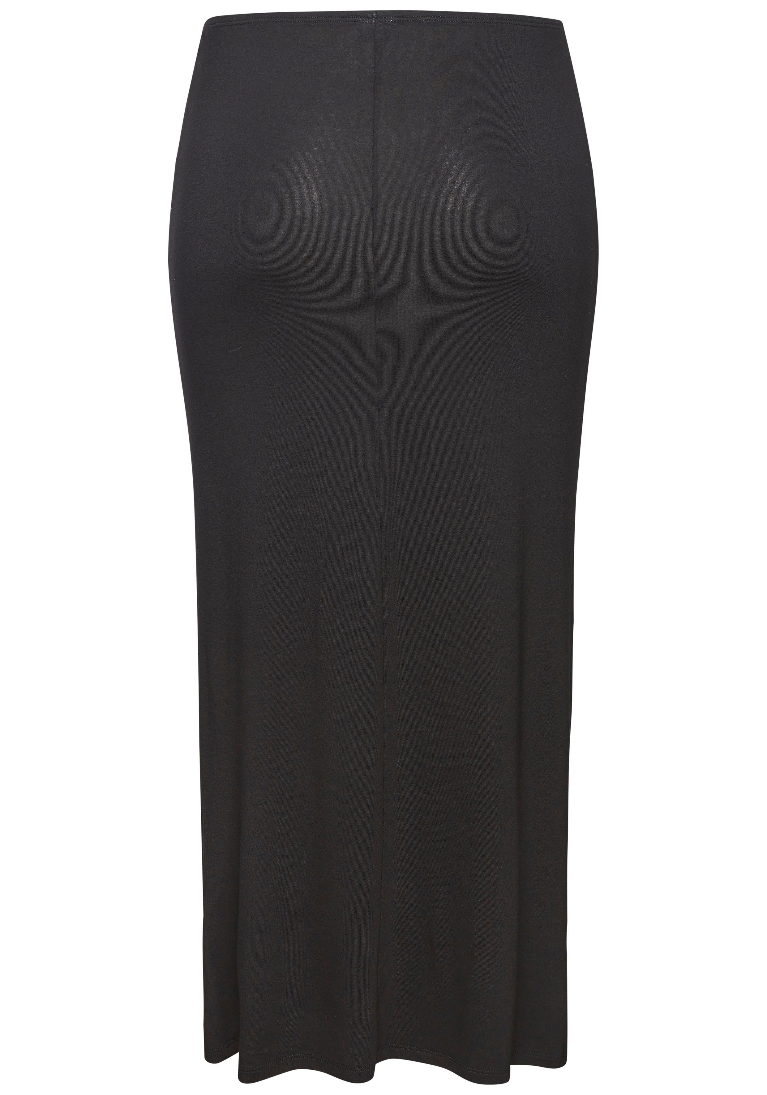 Lascana Jerseyrok met zijplooien en split, midirok