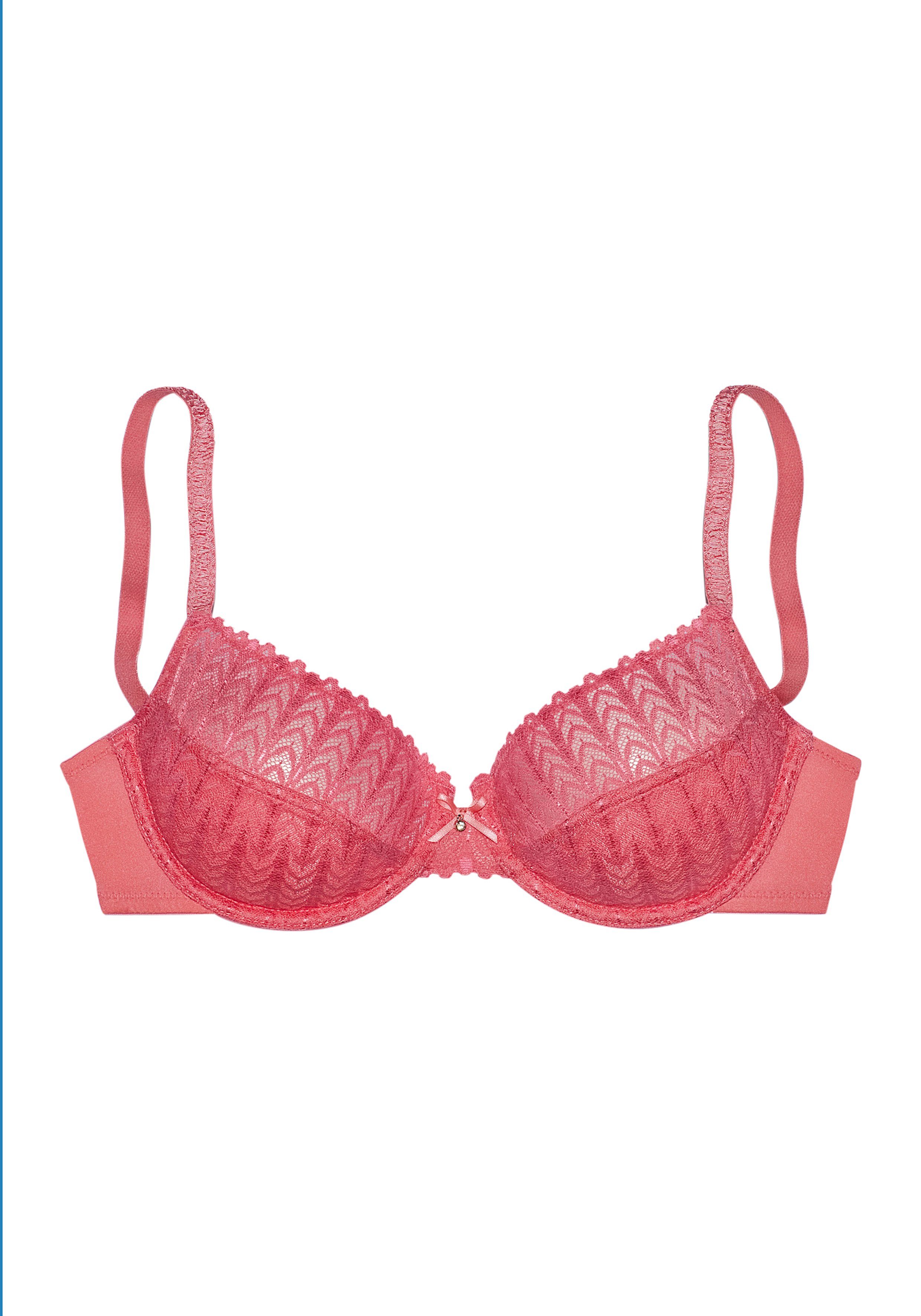 s.Oliver RED LABEL Beachwear Beugel-bh met transparante bovenste cuphelften van grafische kant, dessous