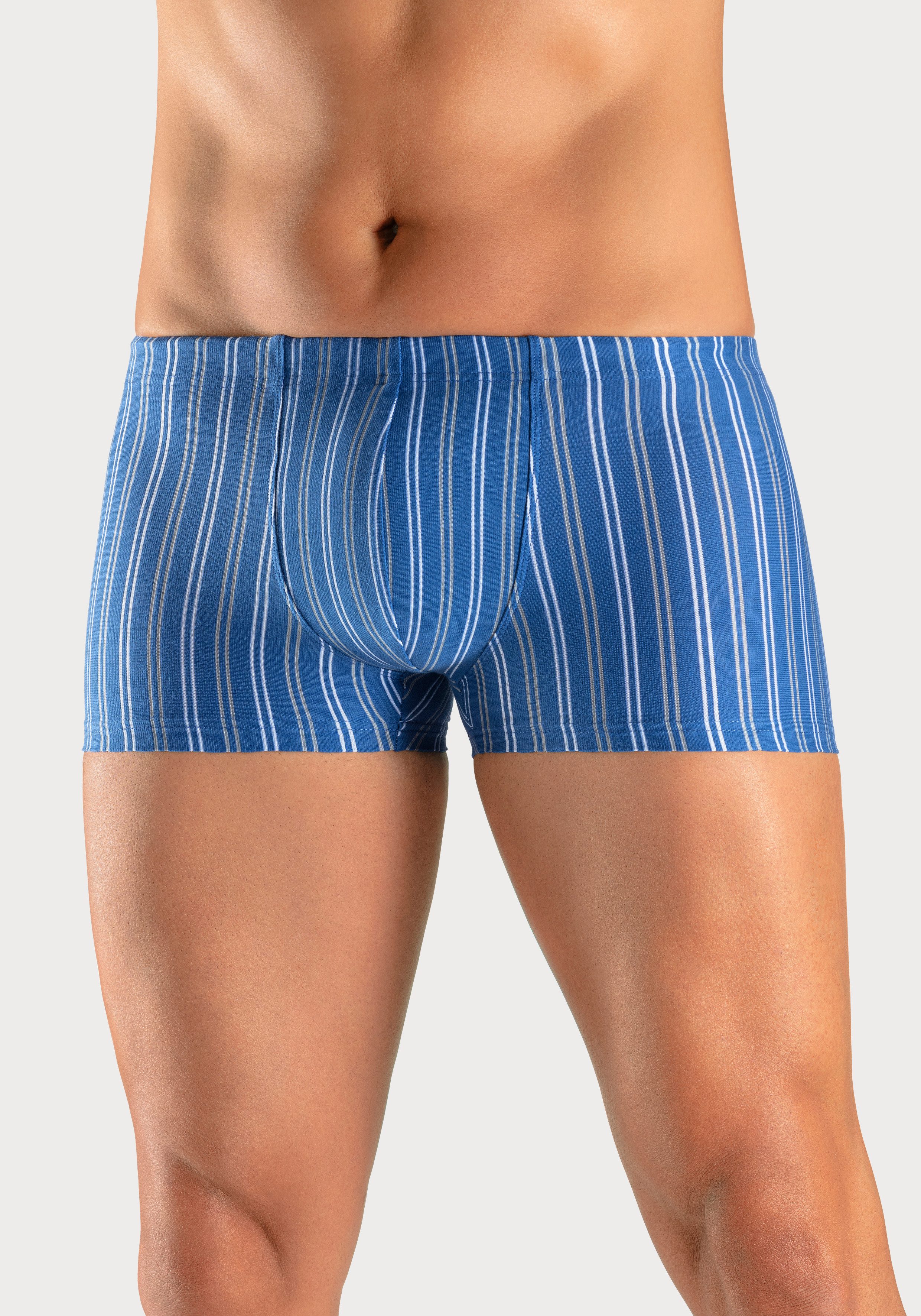 le jogger® Boxershort voor heren met strepen van voorgeverfd garen (set, 3 stuks) heren maat 4 blauw