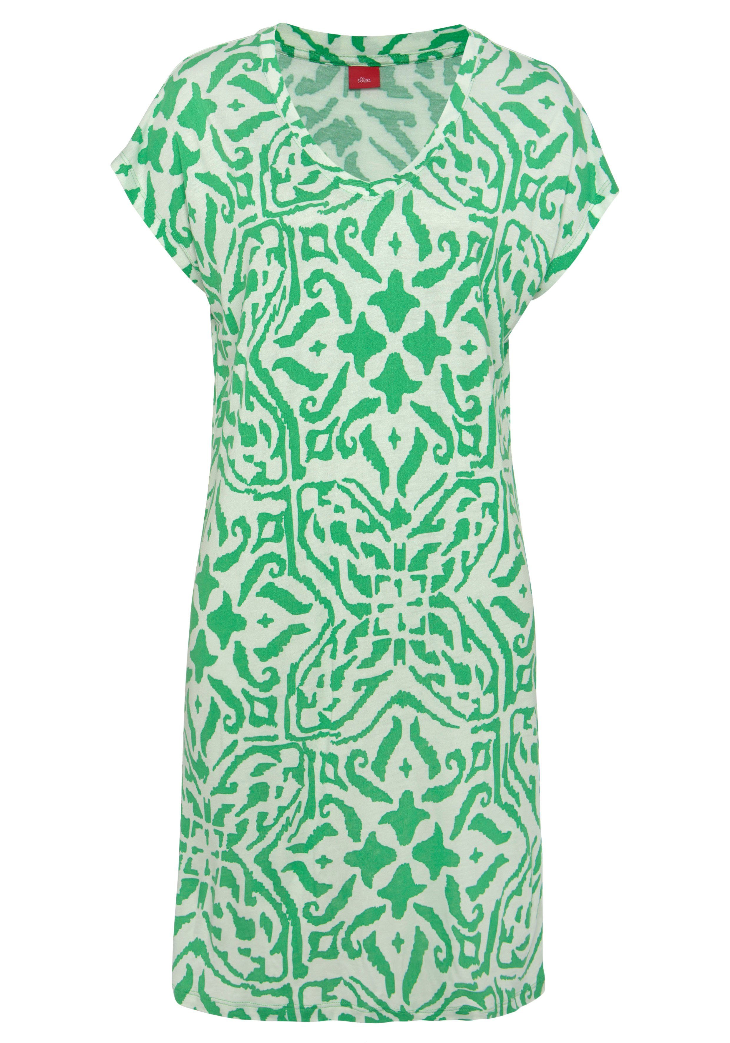 s.Oliver RED LABEL Beachwear Nachthemd met bloemig etno-patroon (1-delig) nachthemden maat 32/34 groen