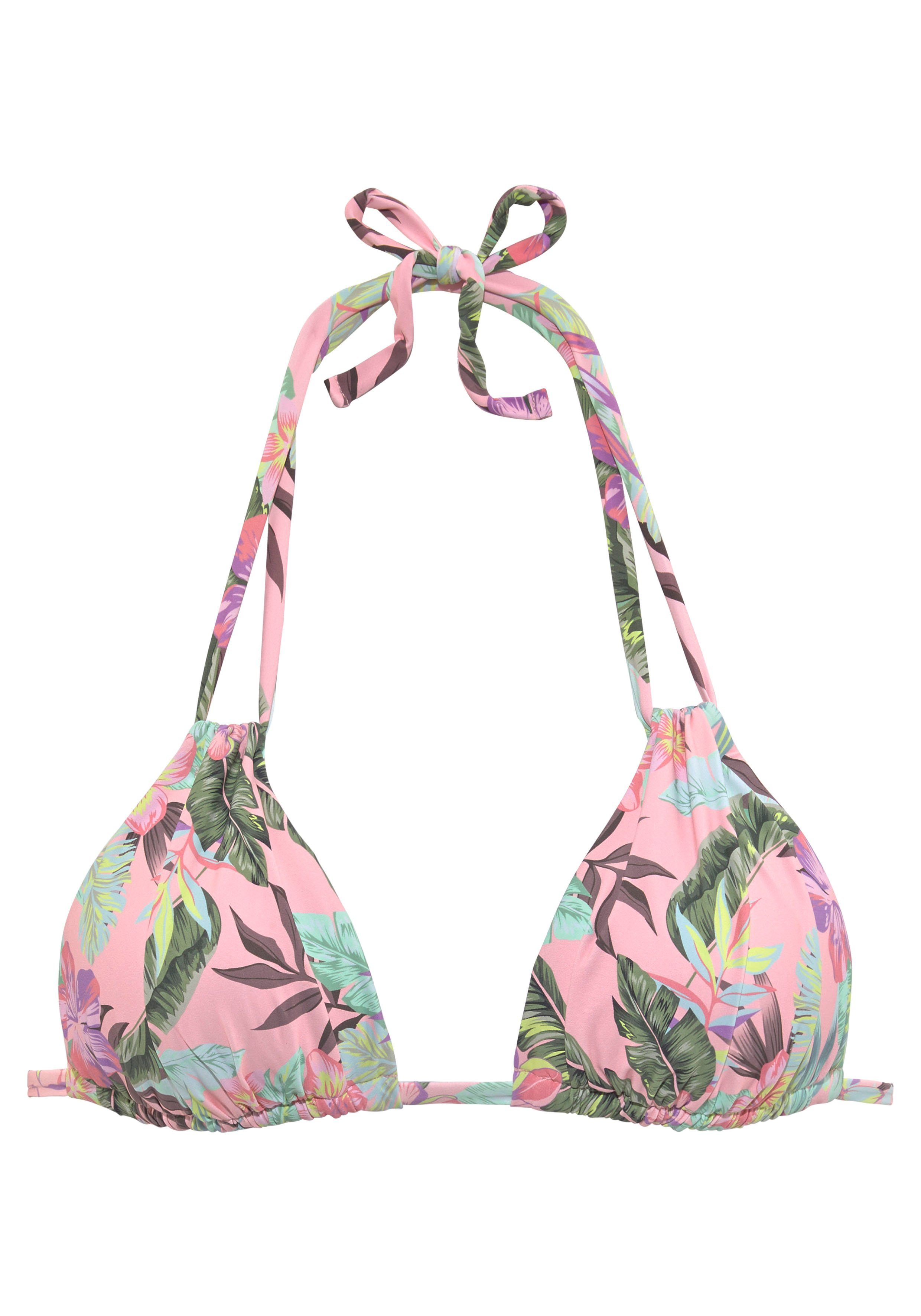 s.oliver red label beachwear triangel-bikinitop azalea in tropische print roze