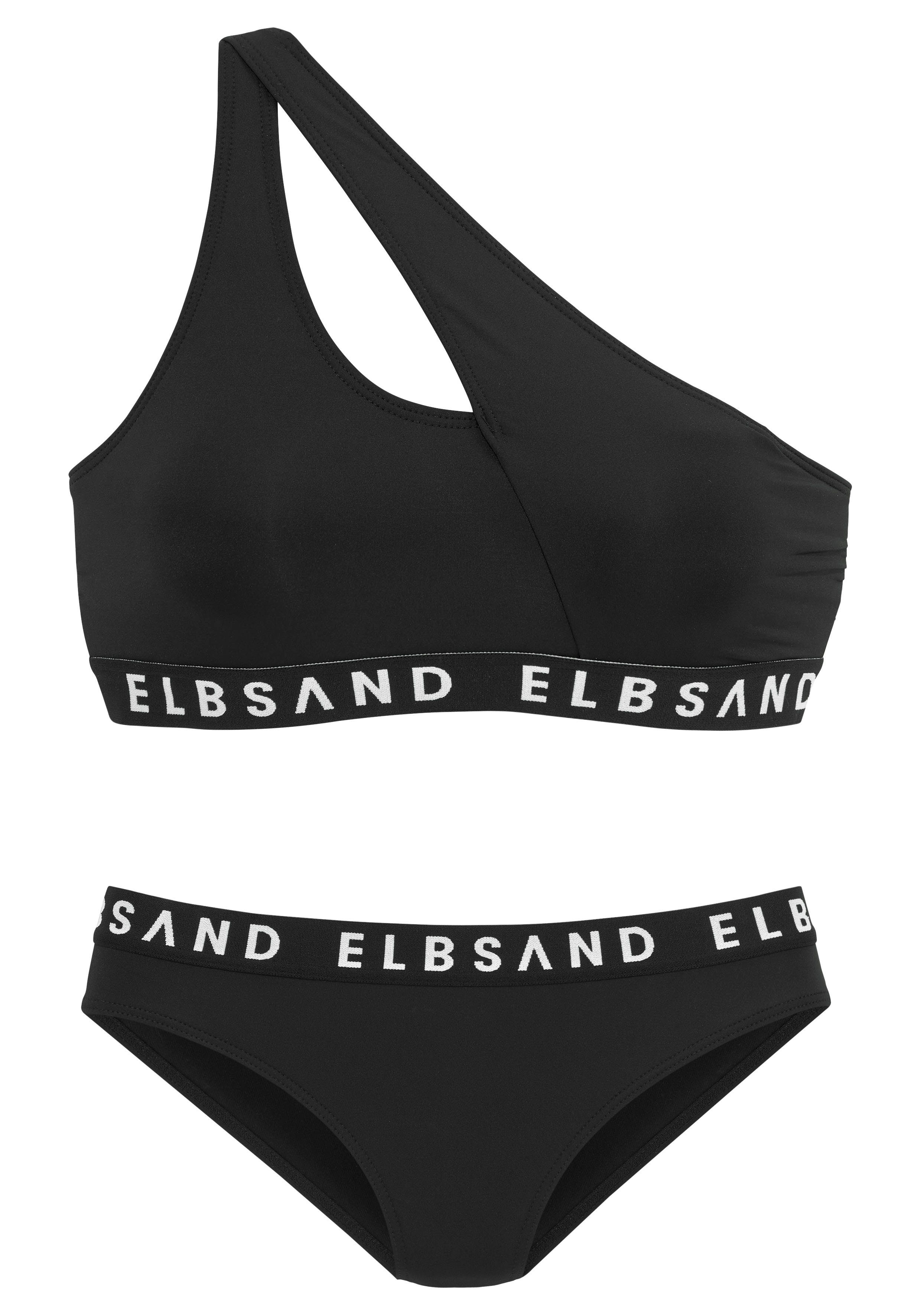 Elbsand Bustierbikini met merkopschriften in contrastkleur