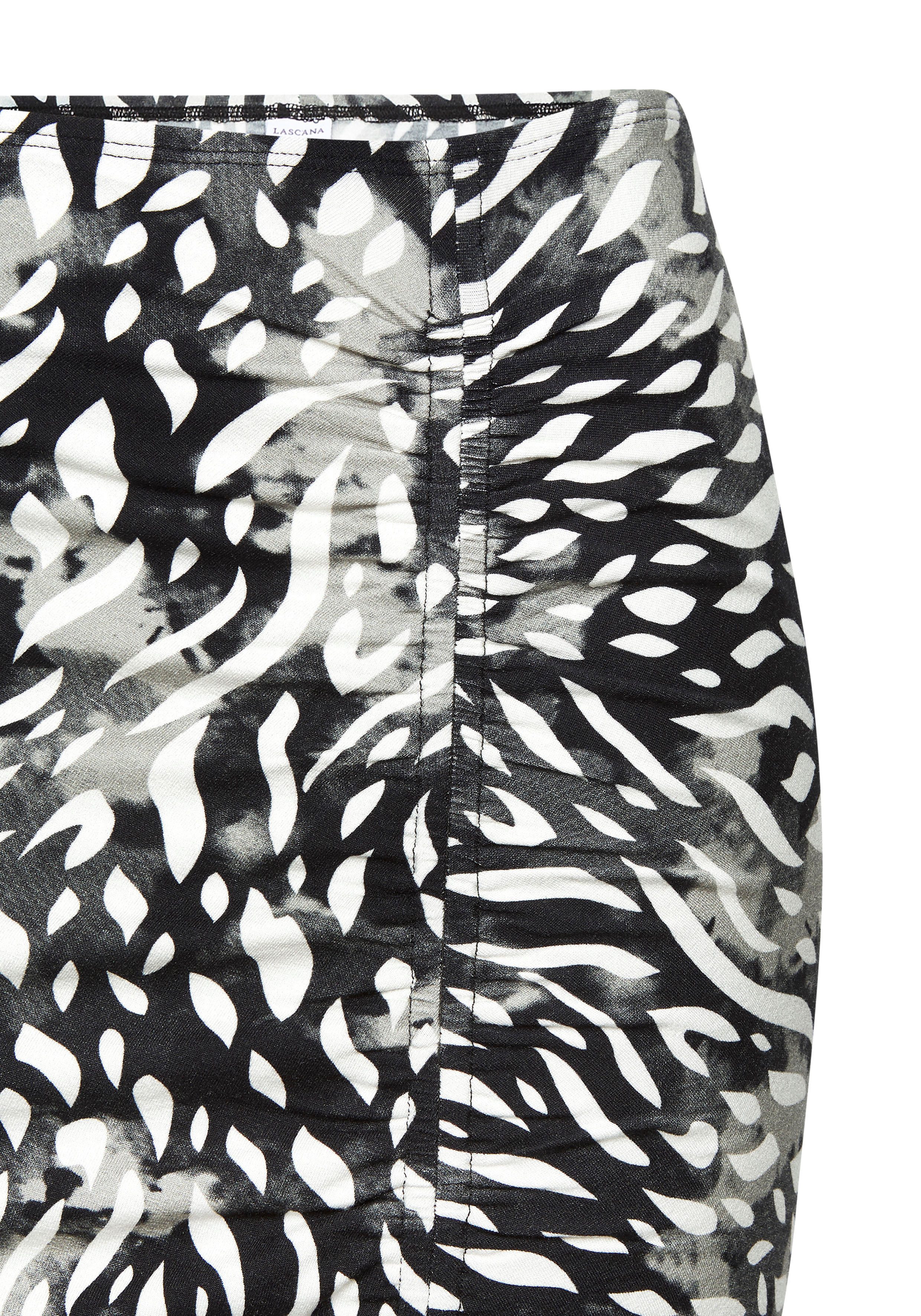 Lascana Jerseyrok met plooien aan de zijkant en split, midi rok met all-over print