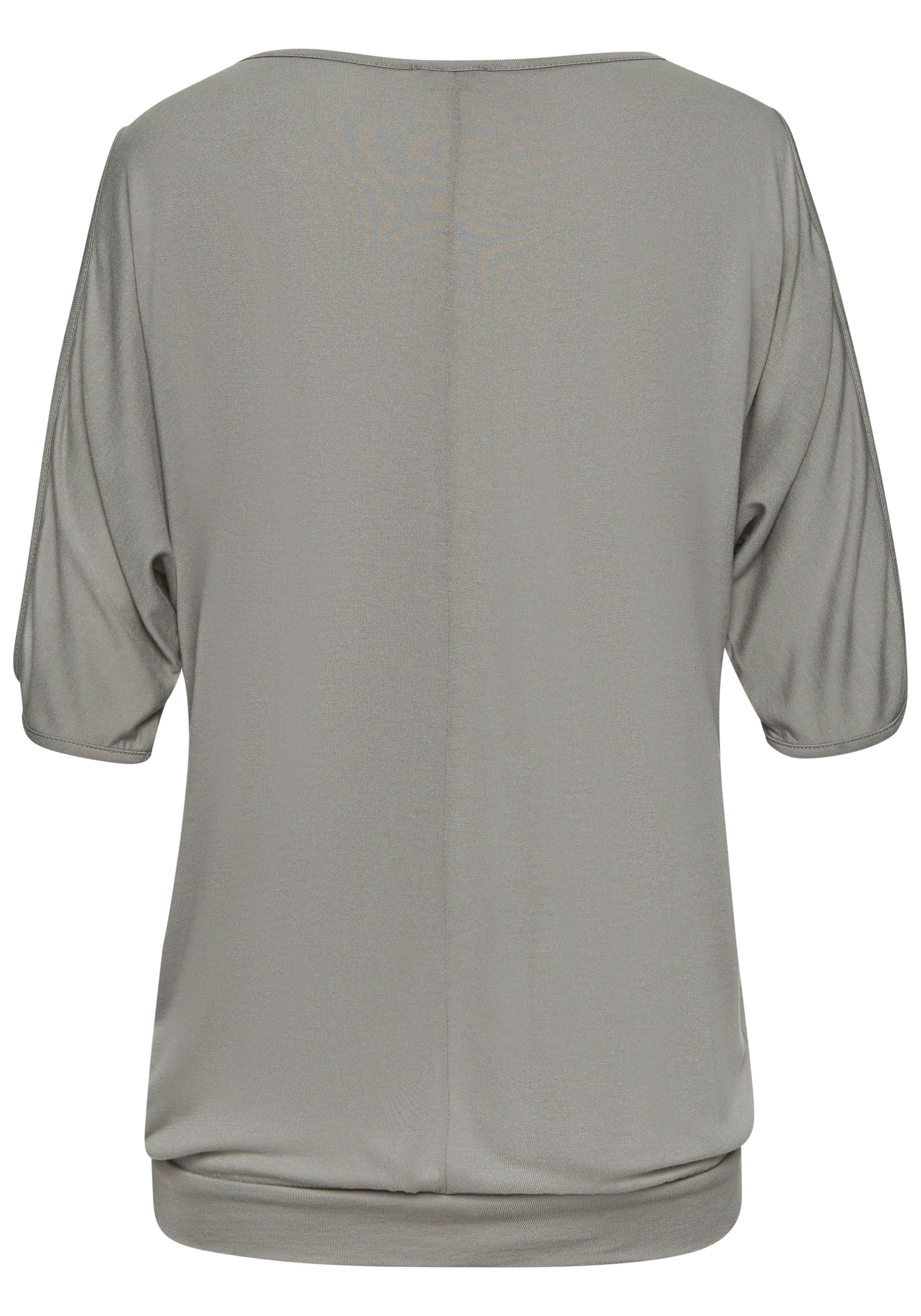 Lascana Strandshirt met splitten aan de mouwen, shirt met korte mouwen, off-the-shoulder