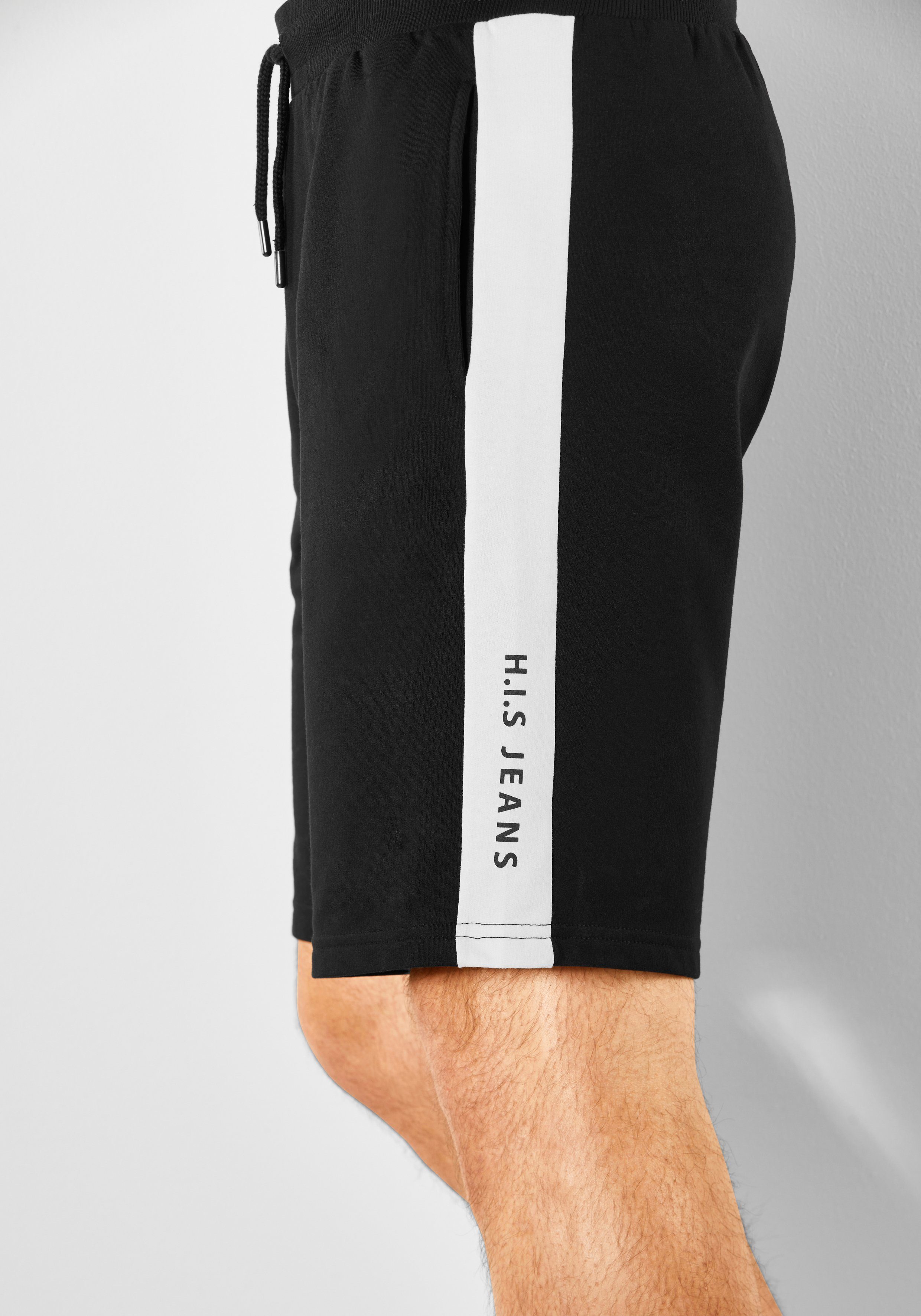 H.I.S Sweatshort opzij strepen met logoprint