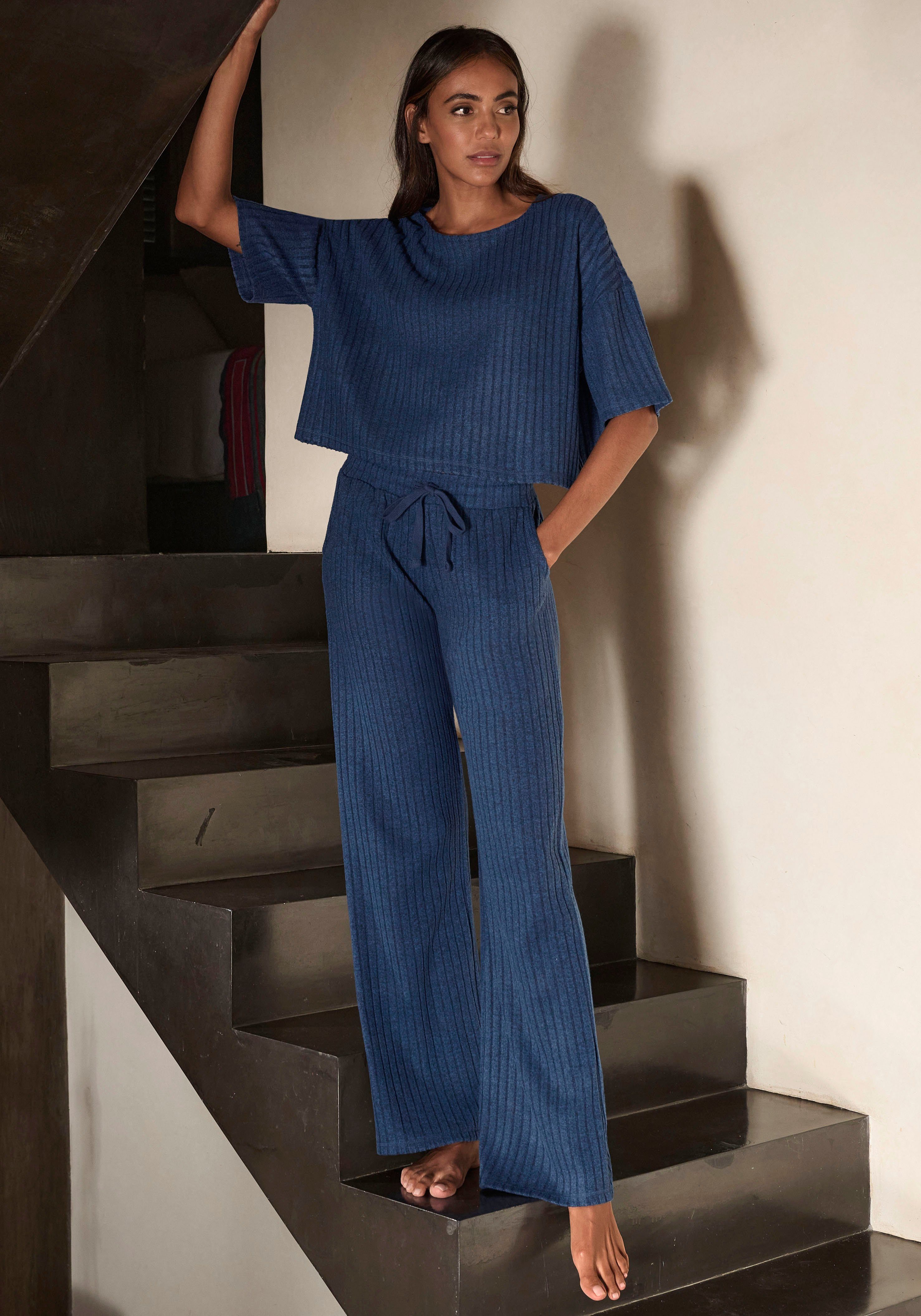 Lascana Shirt met 3/4-mouwen Loungeshirt Lounge-/gebreide shirt van zachte brei, loungewear