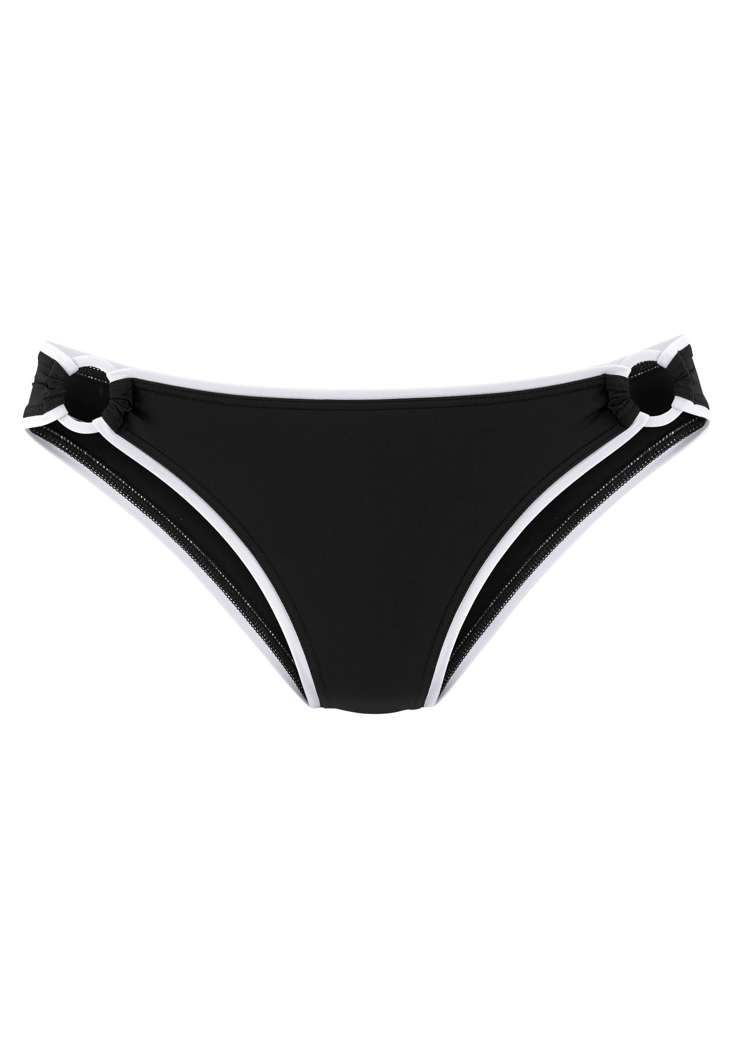 vivance bikinibroekje lorena met contrastkleurige piping en details zwart
