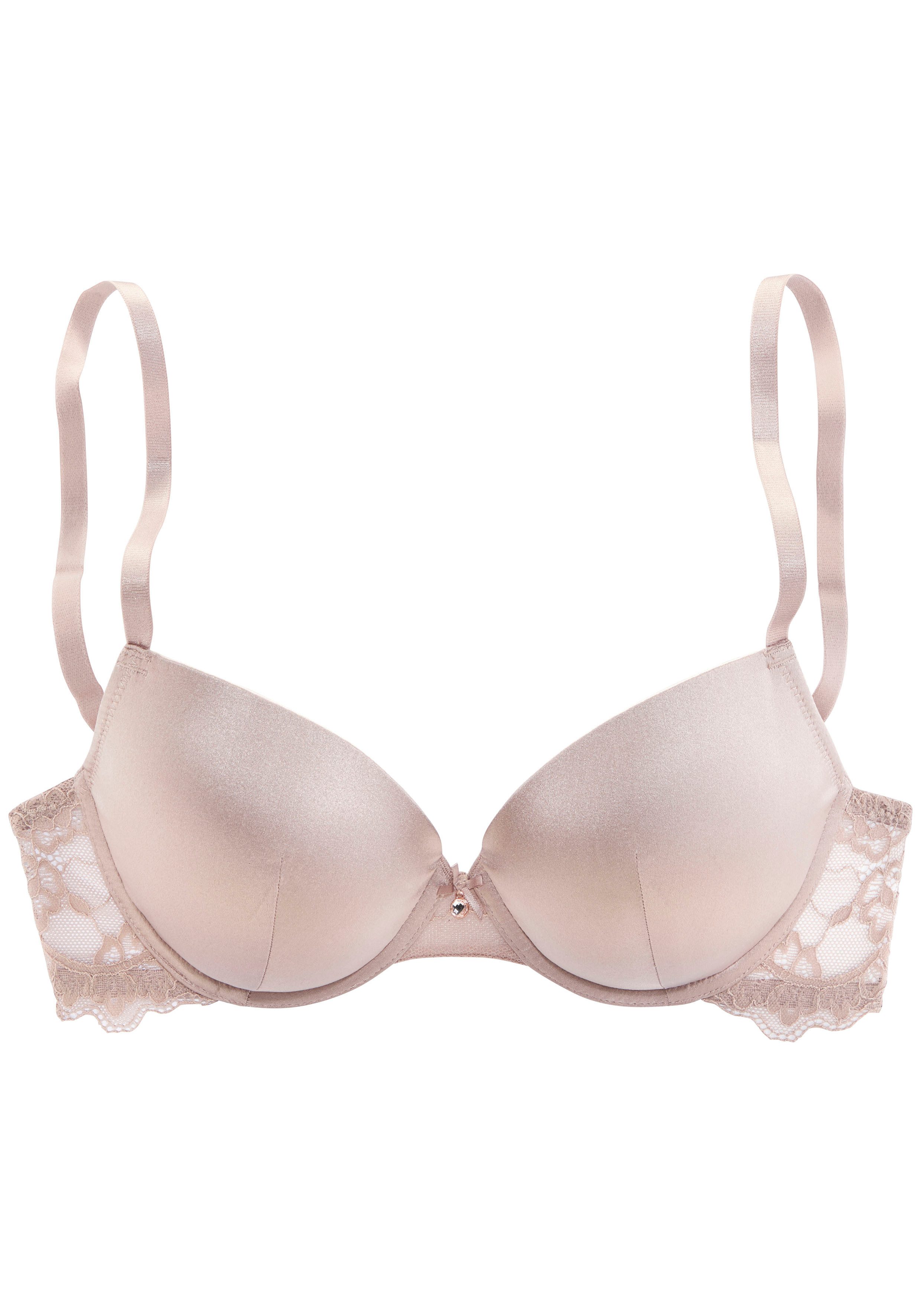 Lascana Push-up-bh Alana gemaakt van elegante stof met hoog zijdegehalte en gebloemd kant, lingerie