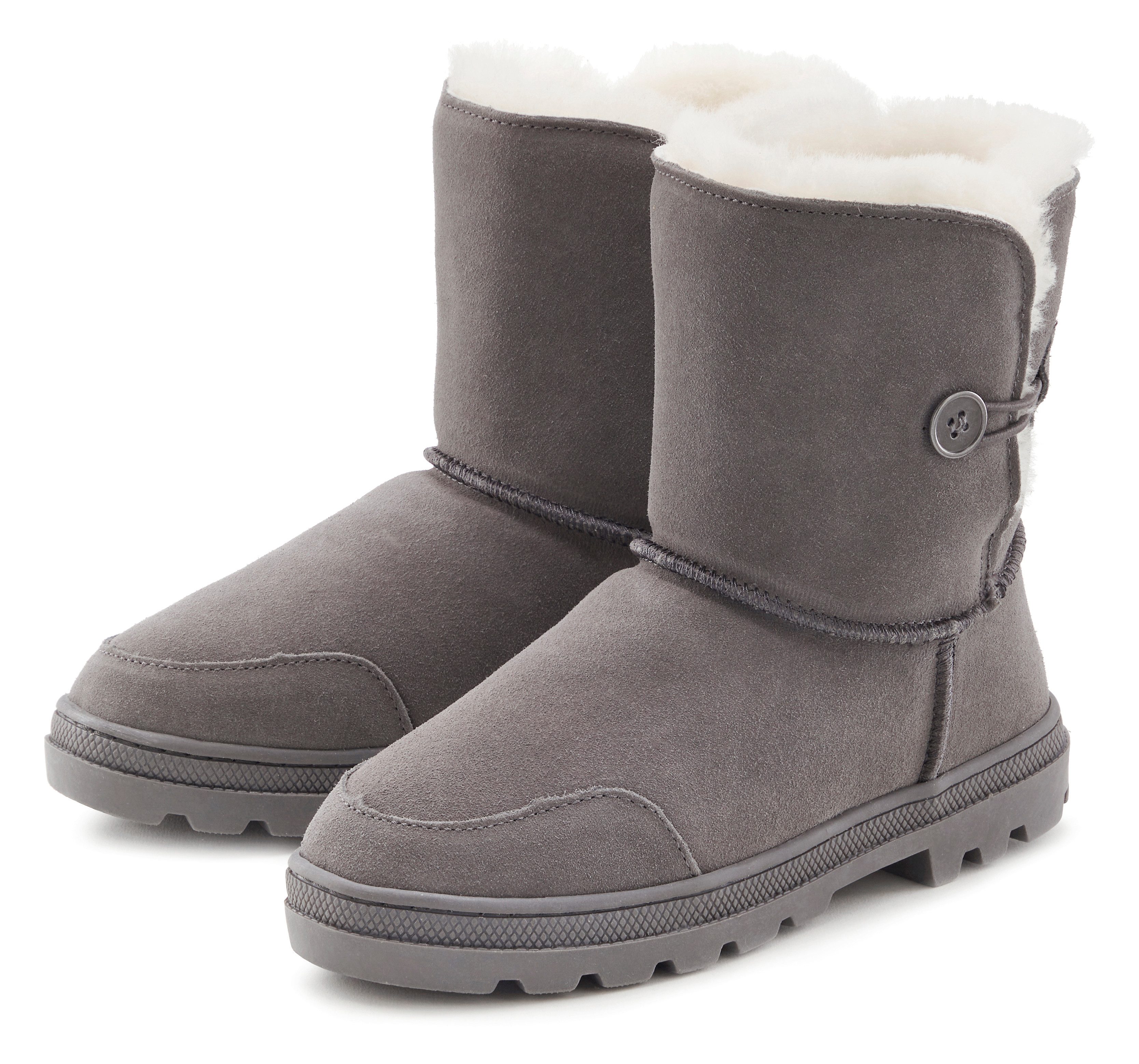 Lascana Winterlaarzen van knuffelig lamsvacht, robuuste zool, winterlaars, snowboots