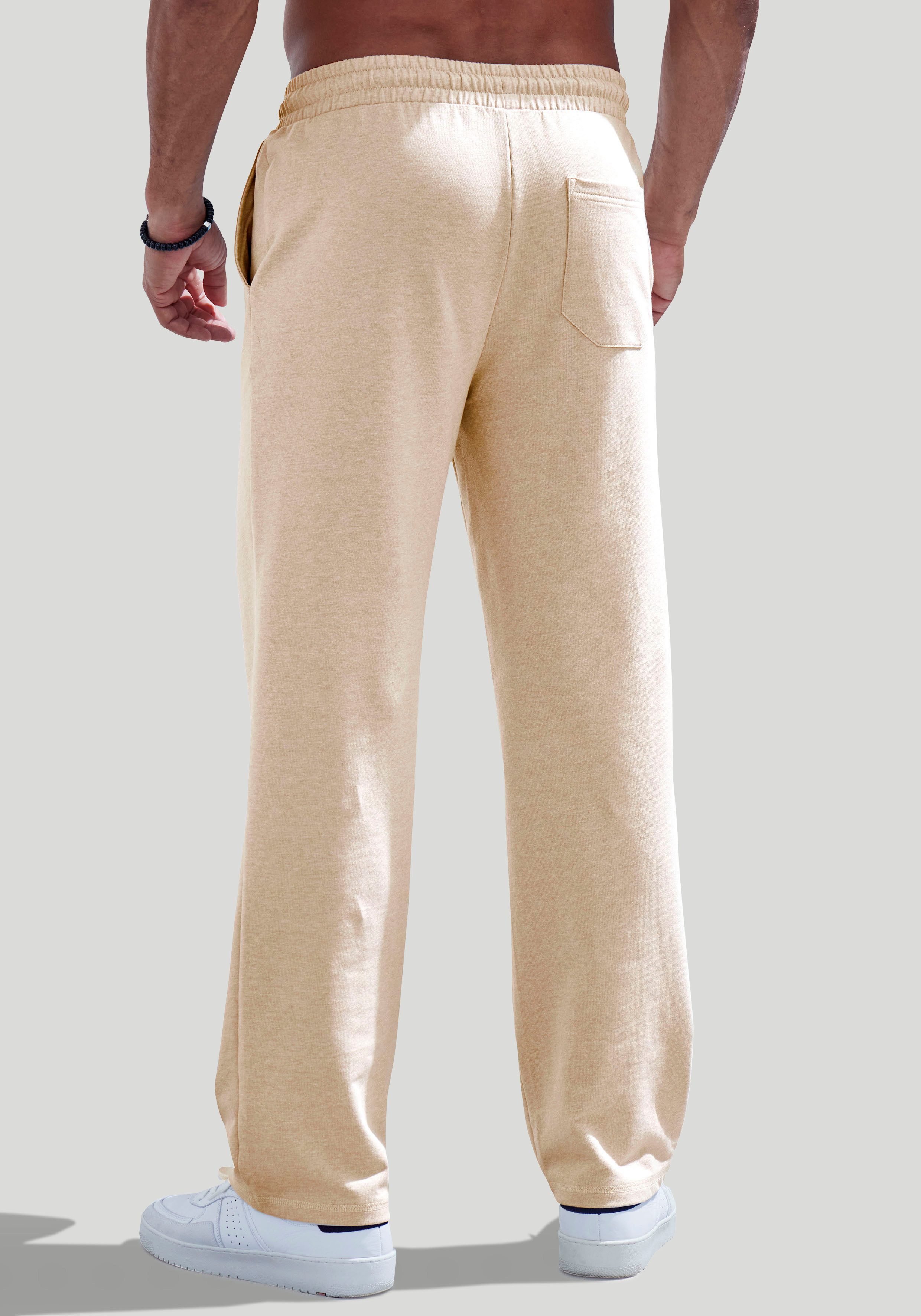 John Devin Sweatbroek Wijd model in melange-look van katoenmix