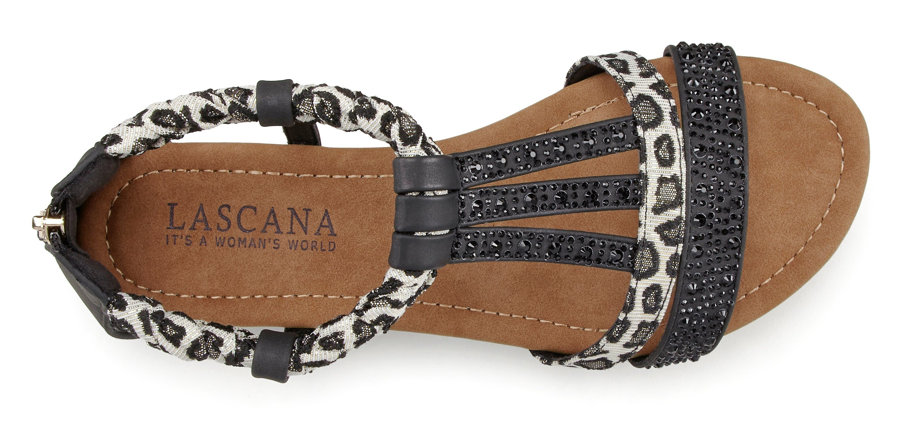 Lascana Sandalen Zomerschoen Sandalette, zomerschoen met versiering en kleine sleehak VEGAN