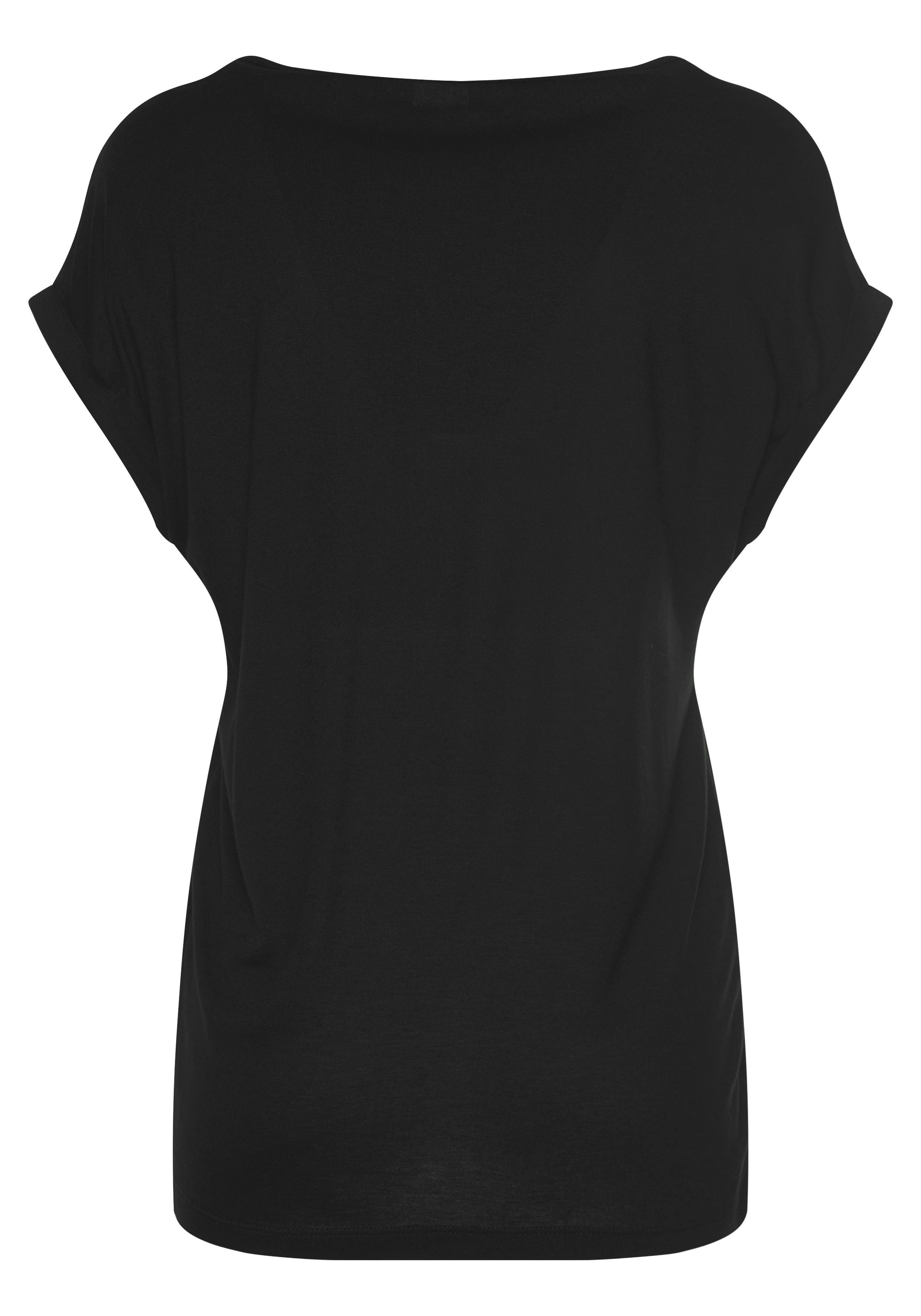 Lascana Shirt met korte mouwen met ronde halslijn, jersey stof, mouwomslag, basic