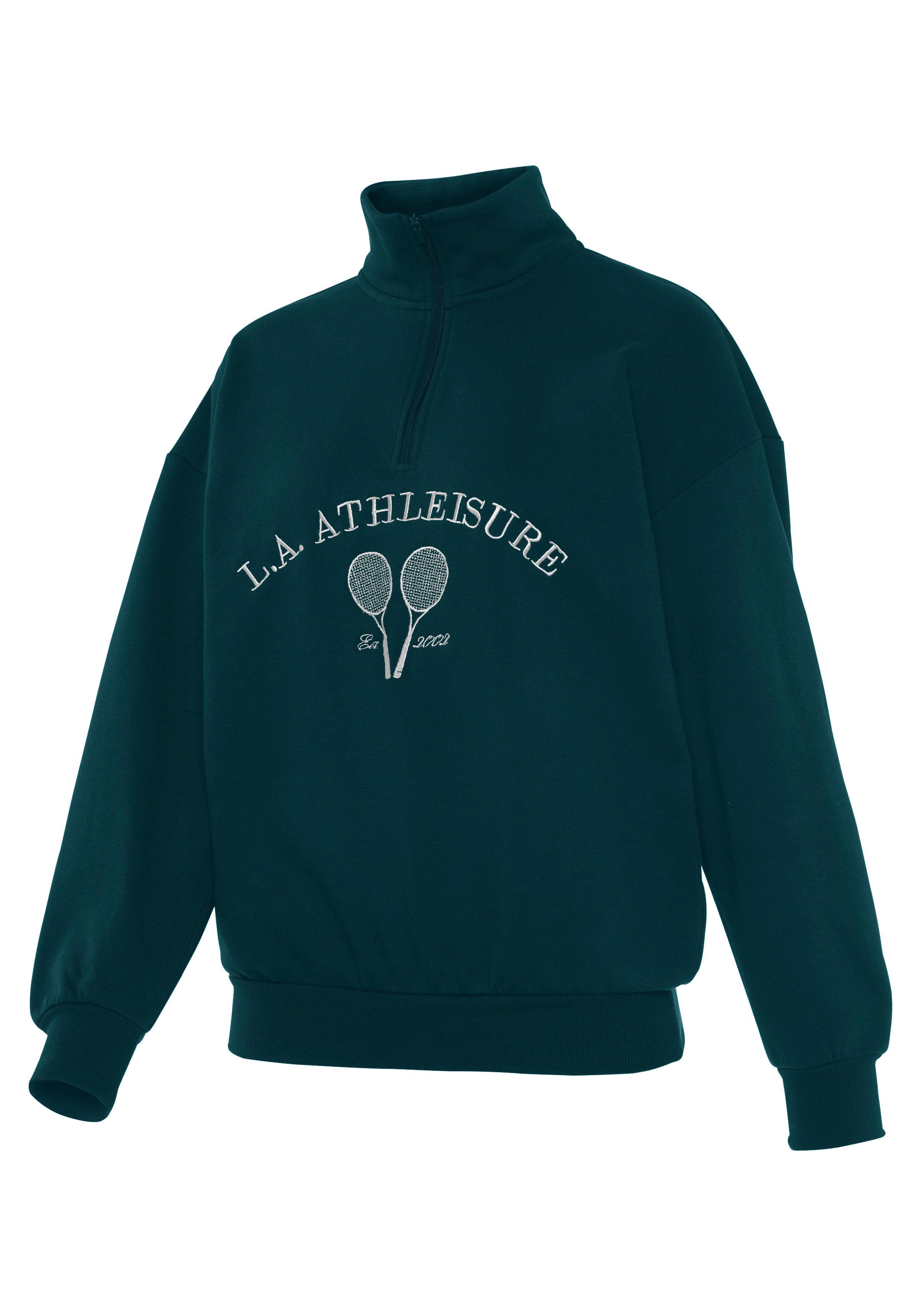 active by Lascana Sweatshirt Tennis met staande kraag en ritssluiting