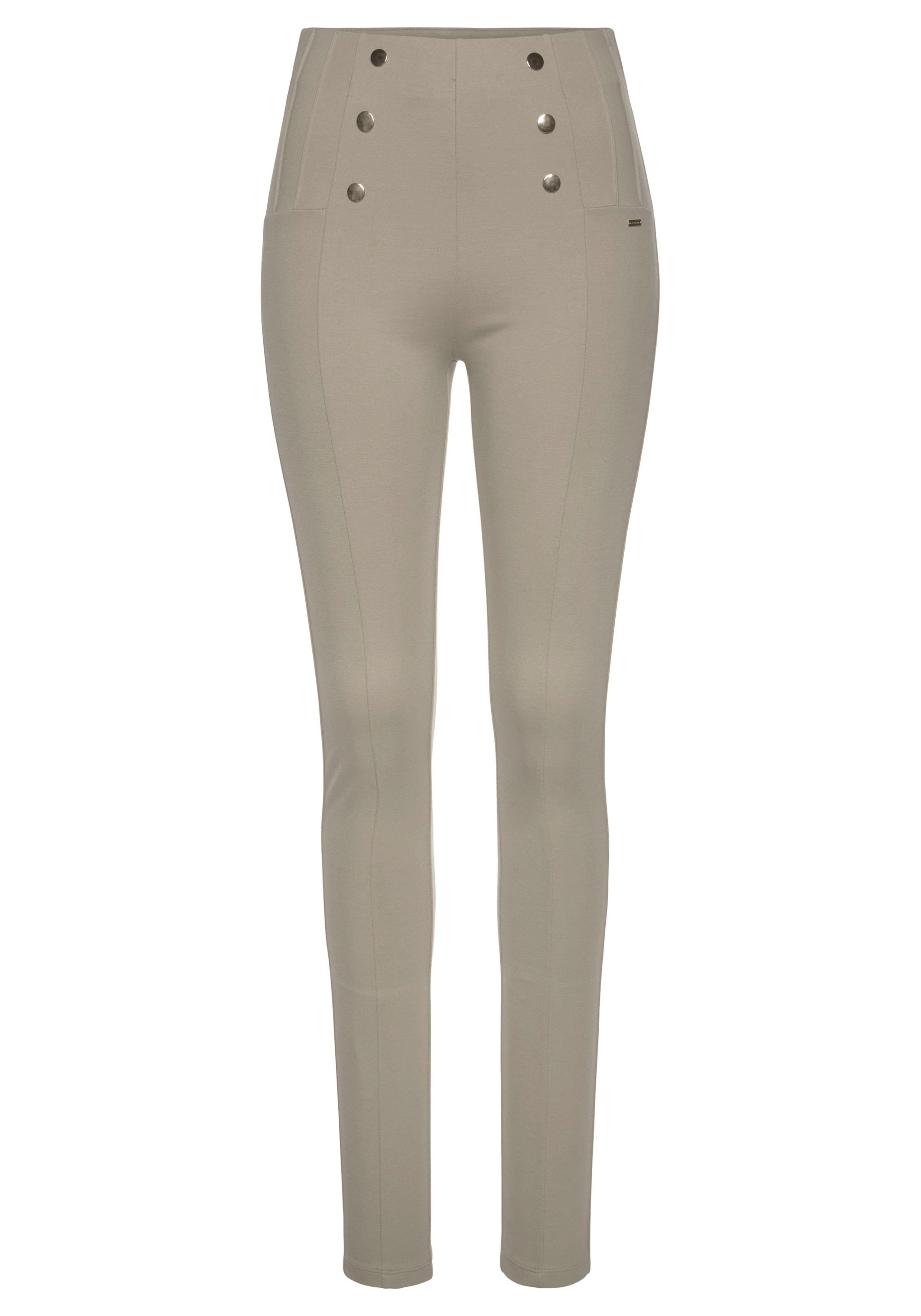 Lascana Highwaist legging met decoratieve knopen leggings maat 32/34 beige