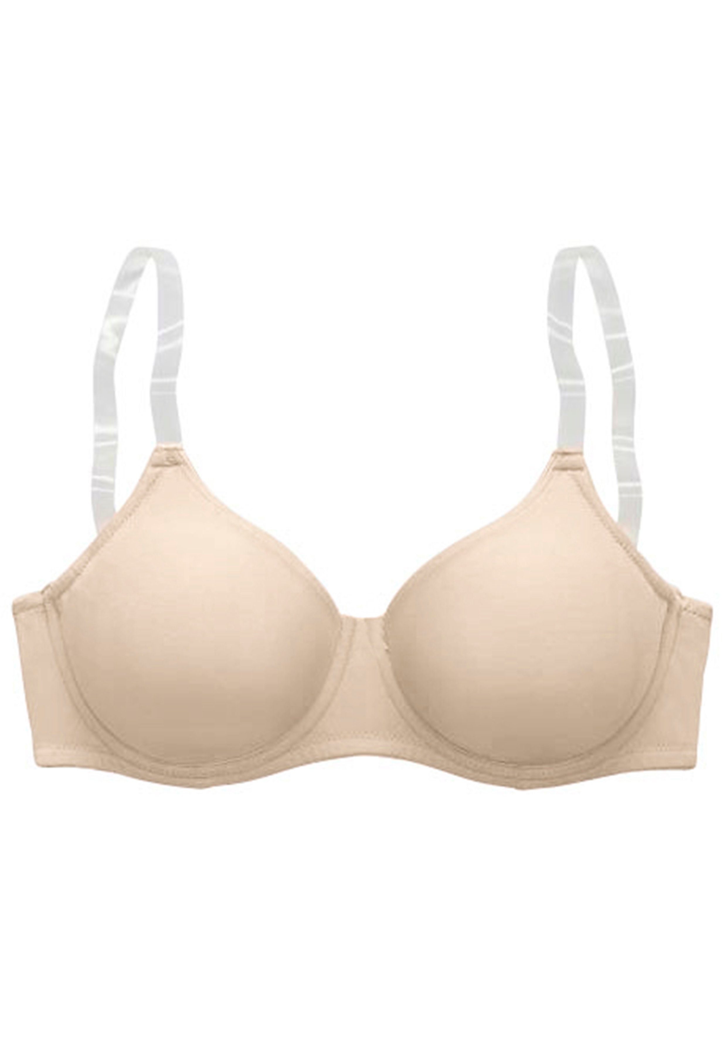 Nuance T-shirt-bh met beugels, zonder cups en met transparante bandjes, basic