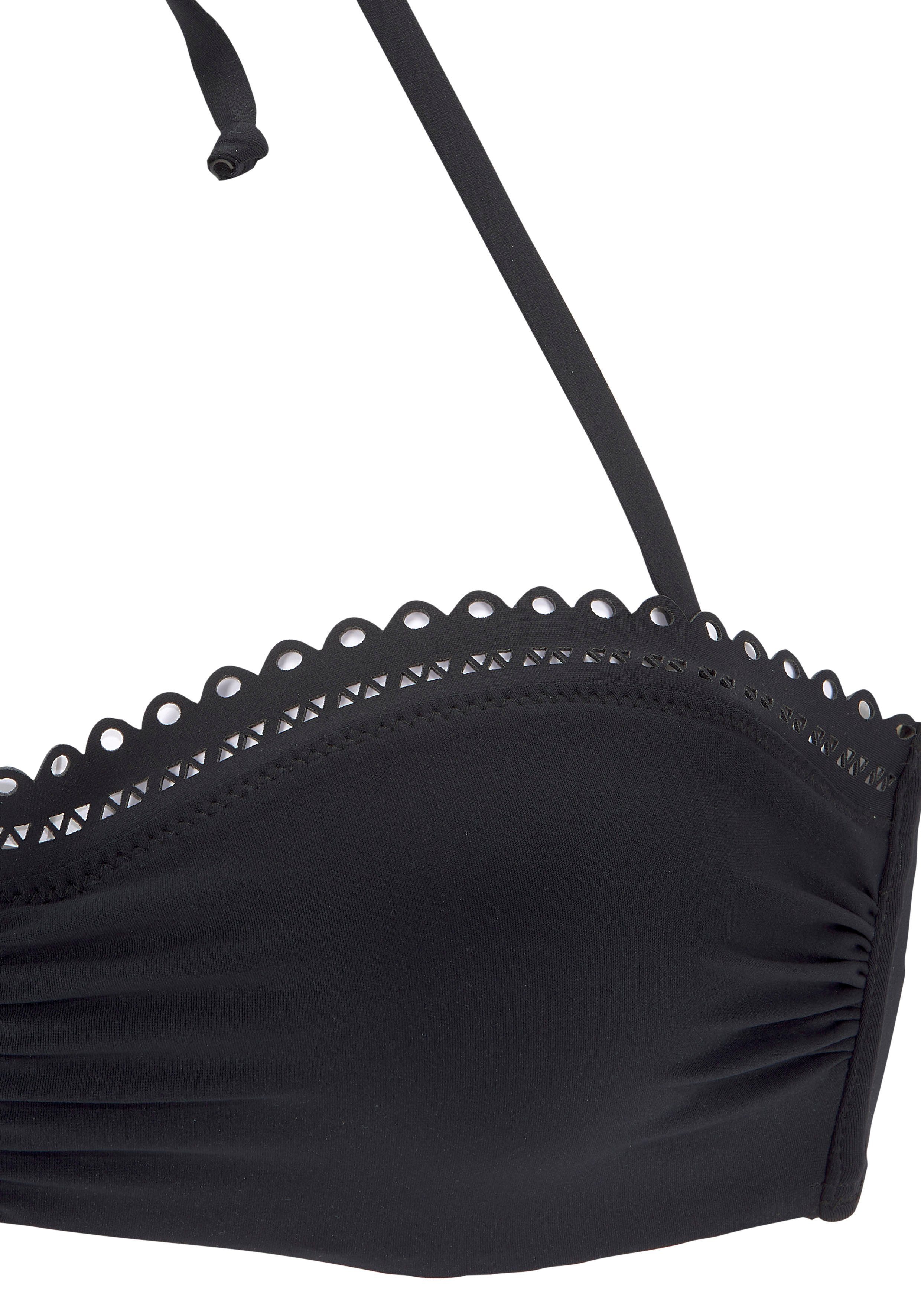 s.Oliver RED LABEL Beachwear Beugelbikinitop in bandeaumodel Aiko met gehaakte look