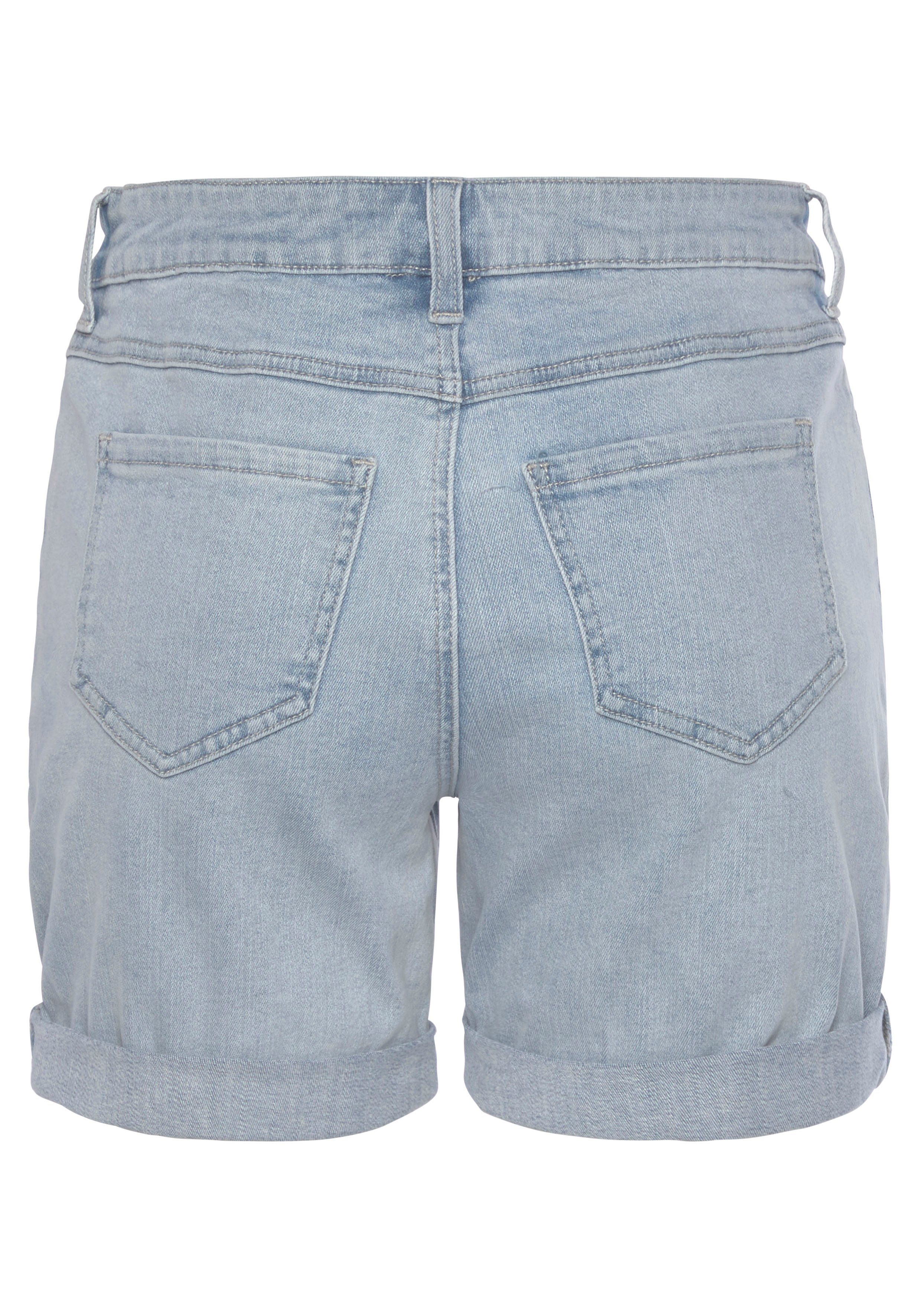 Vivance Jeansshort met subtiele wassing, bermuda’s om op te rollen, korte broek met stretch