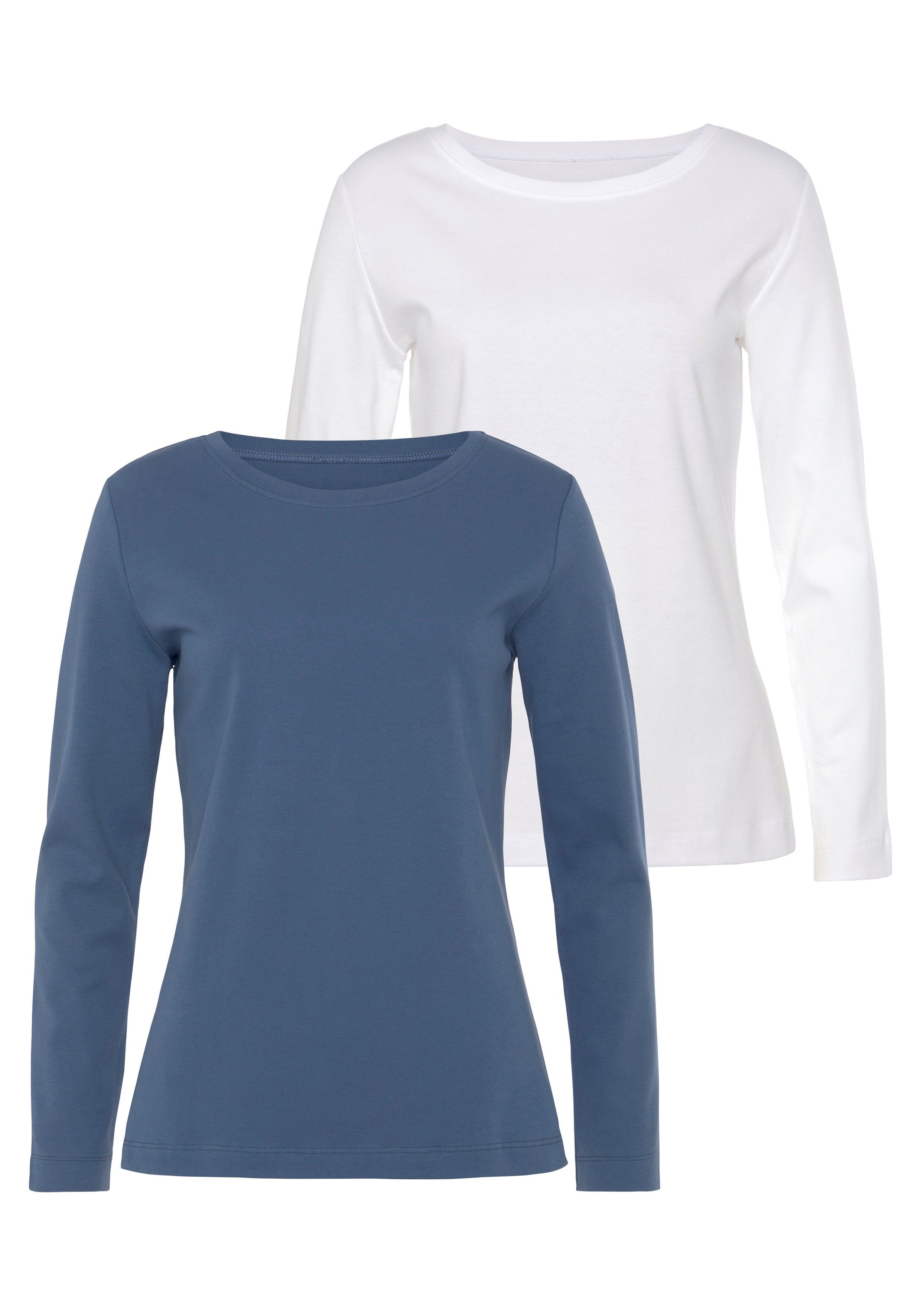 Vivance Shirt met lange mouwen Van puur katoen van licht verwarmende interlock kwaliteit (2-delig, Set van 2)