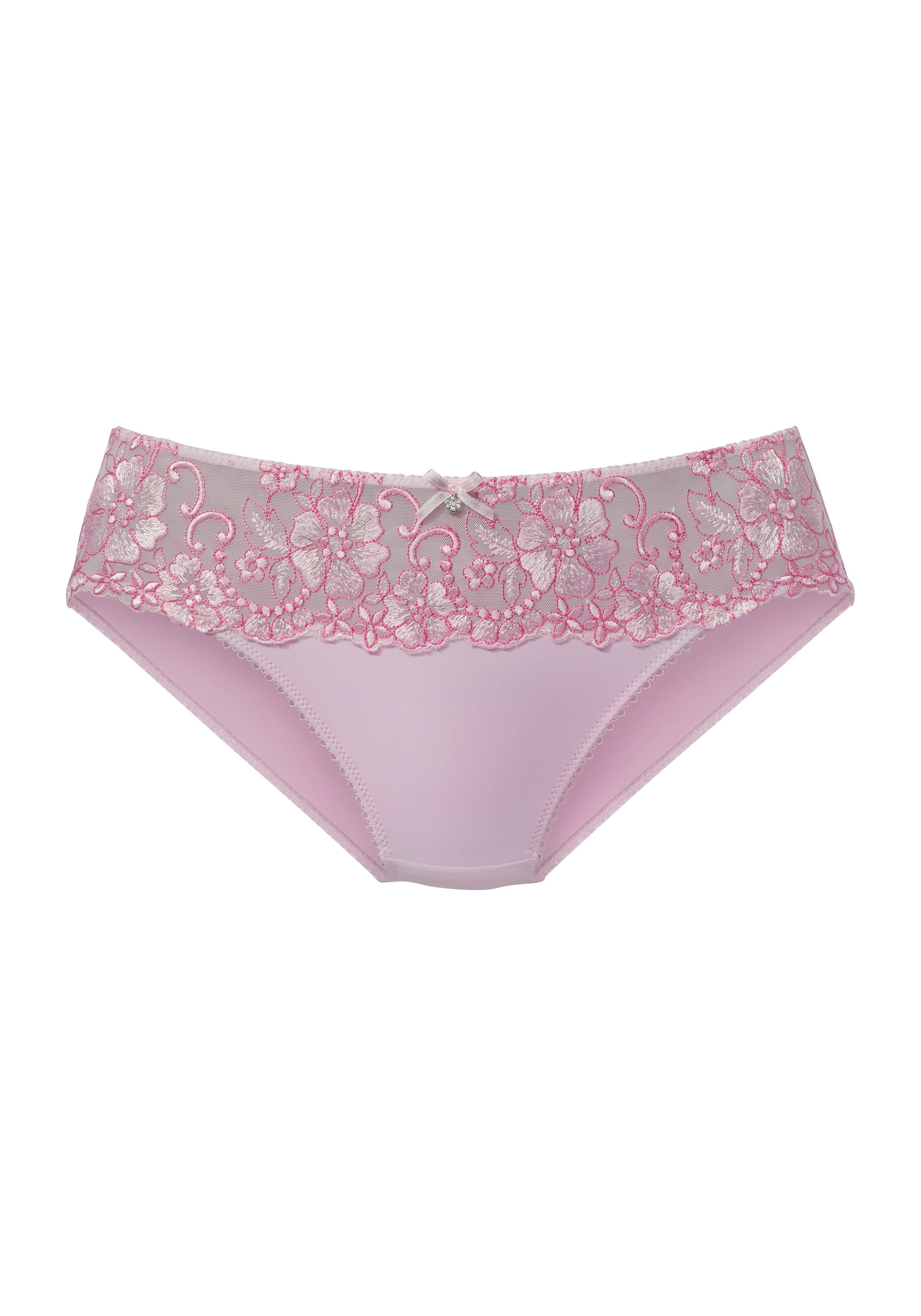 Lascana Bikinibroekje WANDA met borduurkant in bloemetjes-look