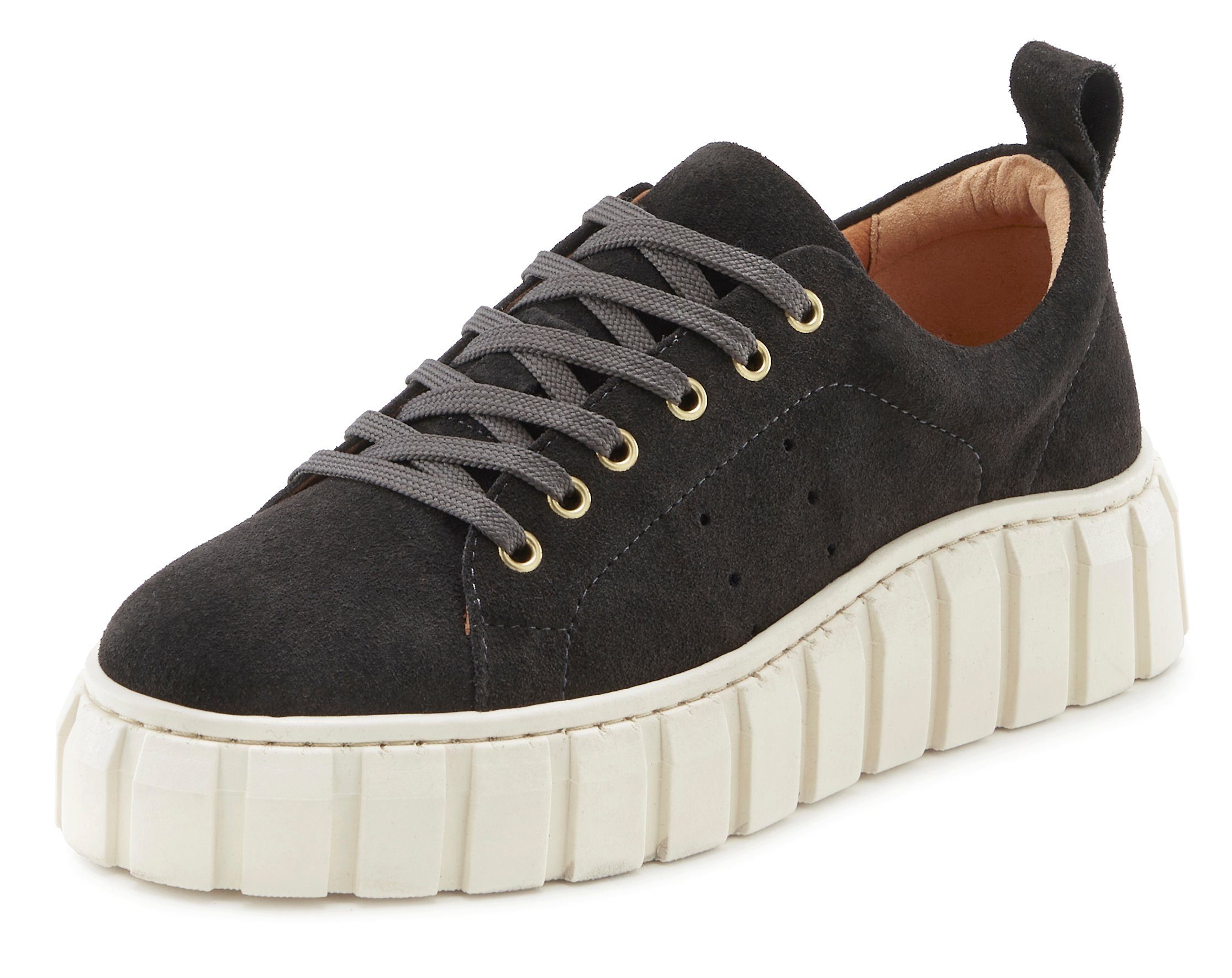 Elbsand Sneakers Vrijetijdsschoen, veterschoen, lage schoen van leer met plateaus zool