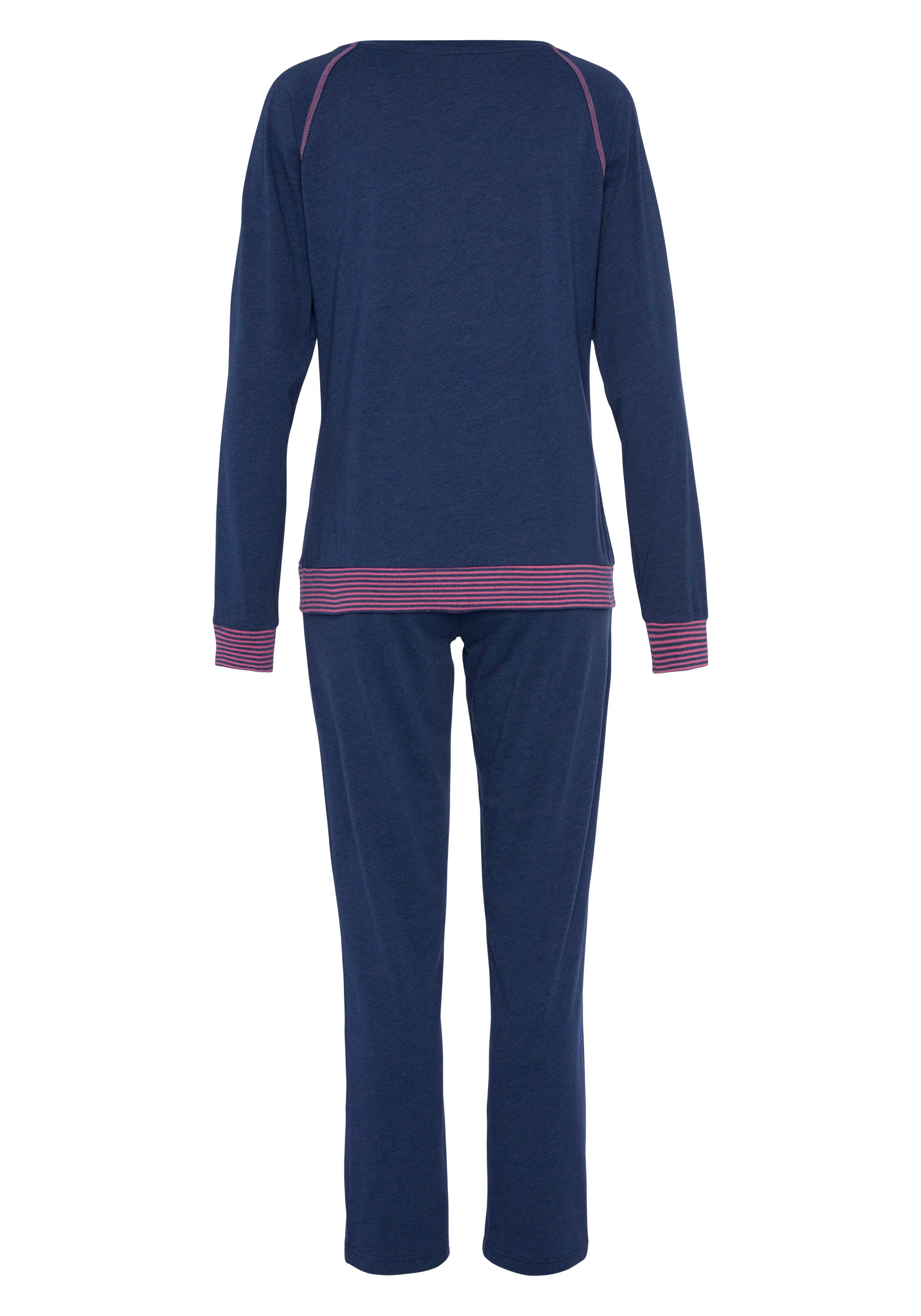 Vivance Dreams Pyjama met decoratieve flatlock-naden in neonkleuren (2-delig)