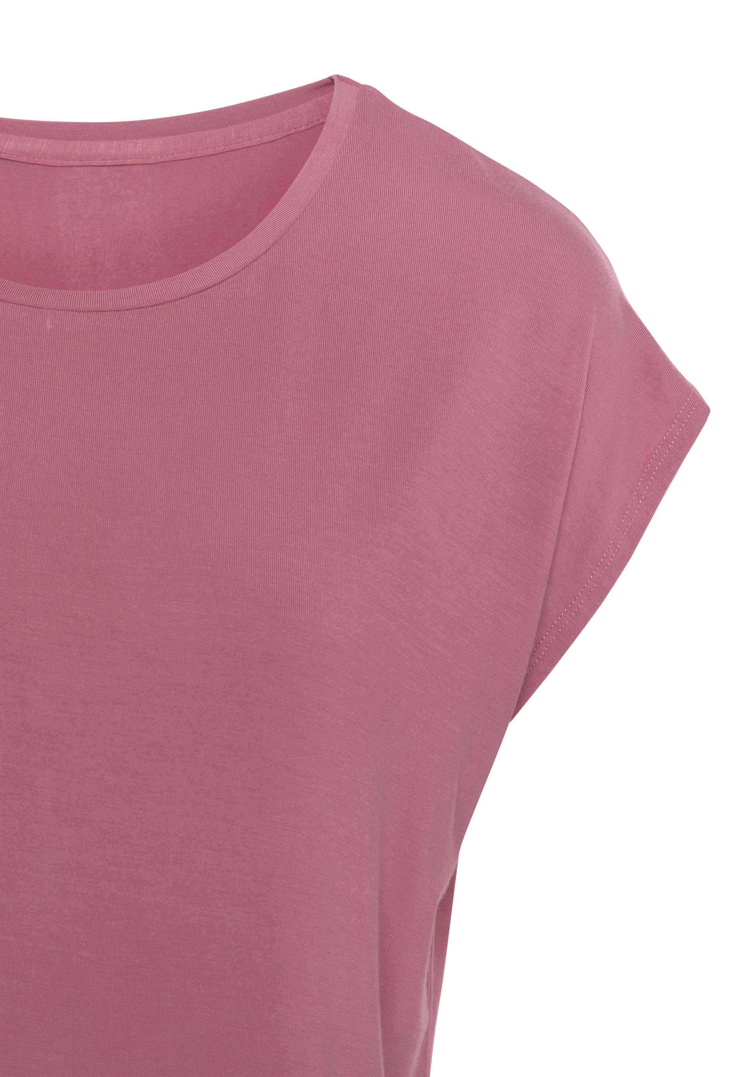 Lascana Lang shirt Met sterk afgeronde zoom van zachte viscose-stretch (2-delig, Set van 2)