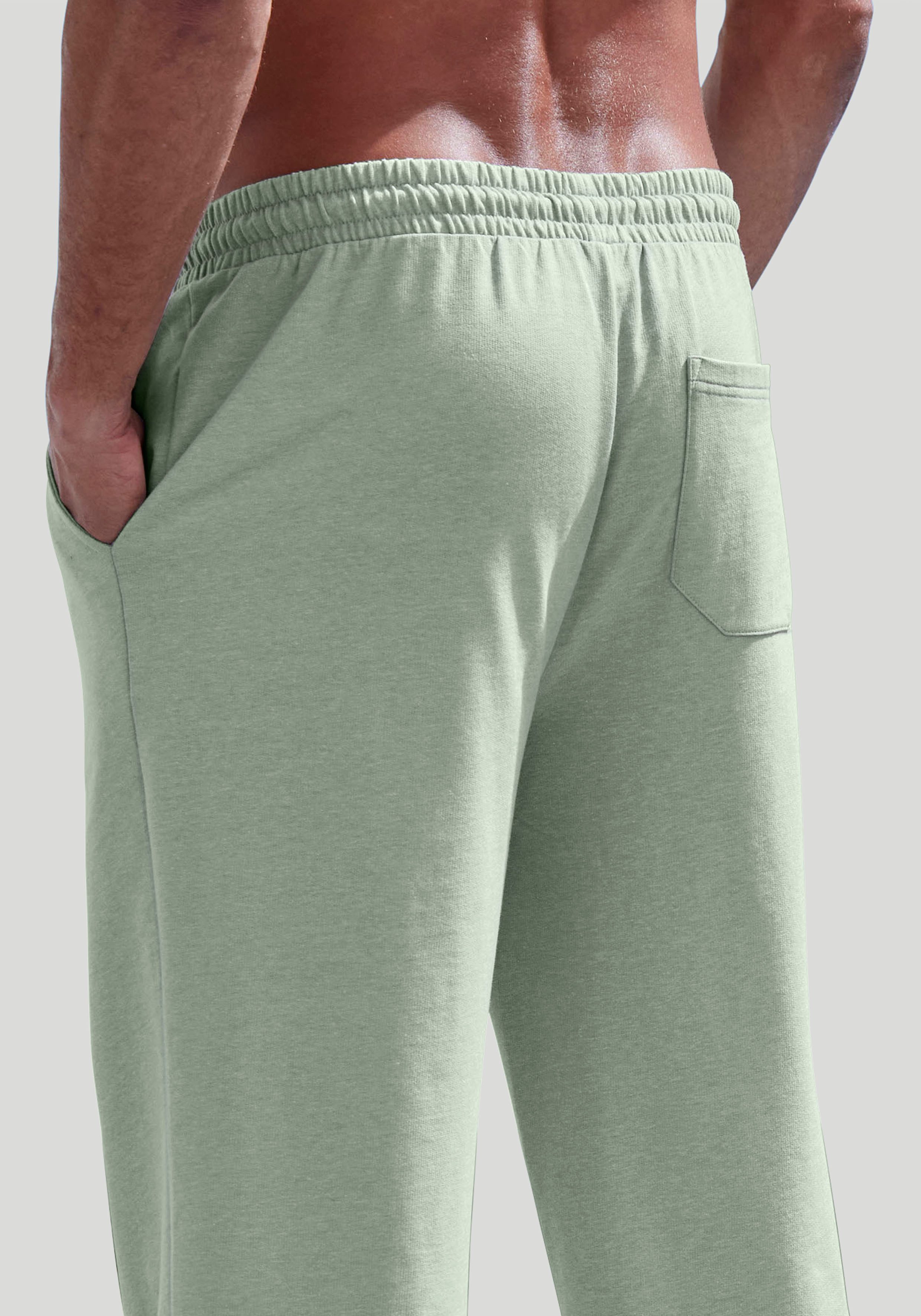 John Devin Sweatbroek Wijd model in melange-look van katoenmix