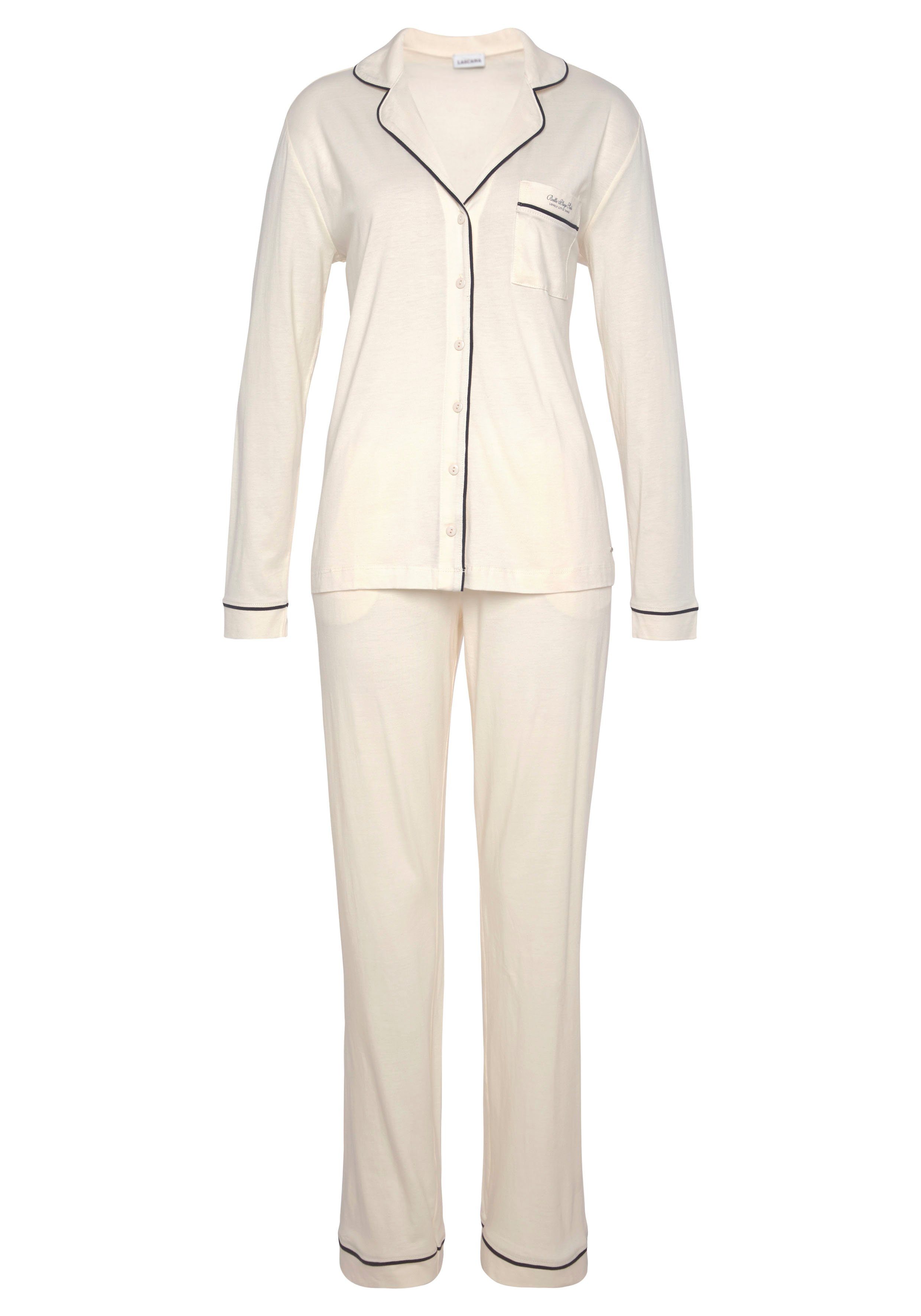 Lascana Pyjama met contrastpaspels (2-delig)