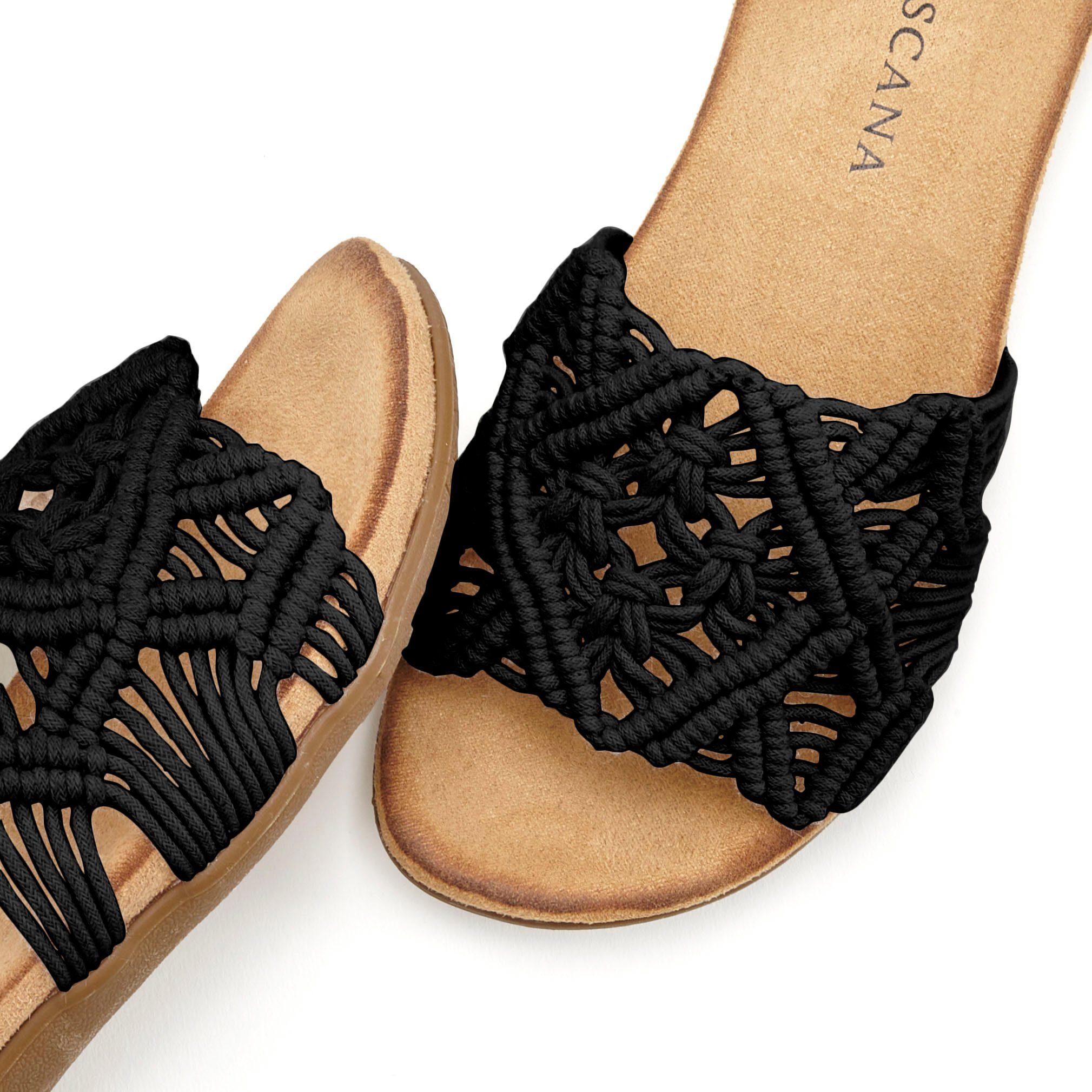 Lascana Slippers Mule, sandaal, open schoen met modieus haakpatroon VEGAN
