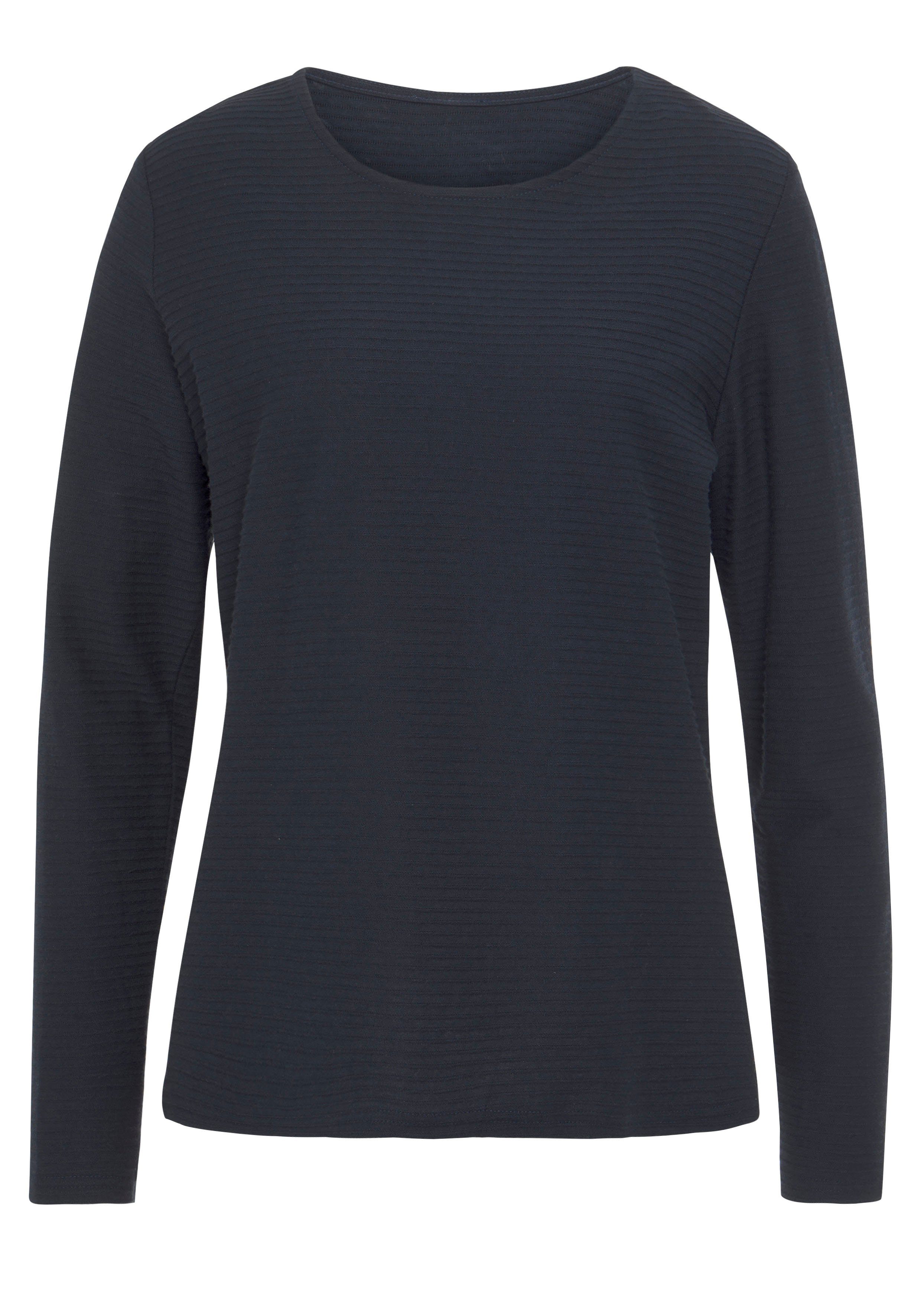 Lascana Shirt met lange mouwen Met streepstructuur in een zachte katoenkwaliteit (2-delig, Set van 2)