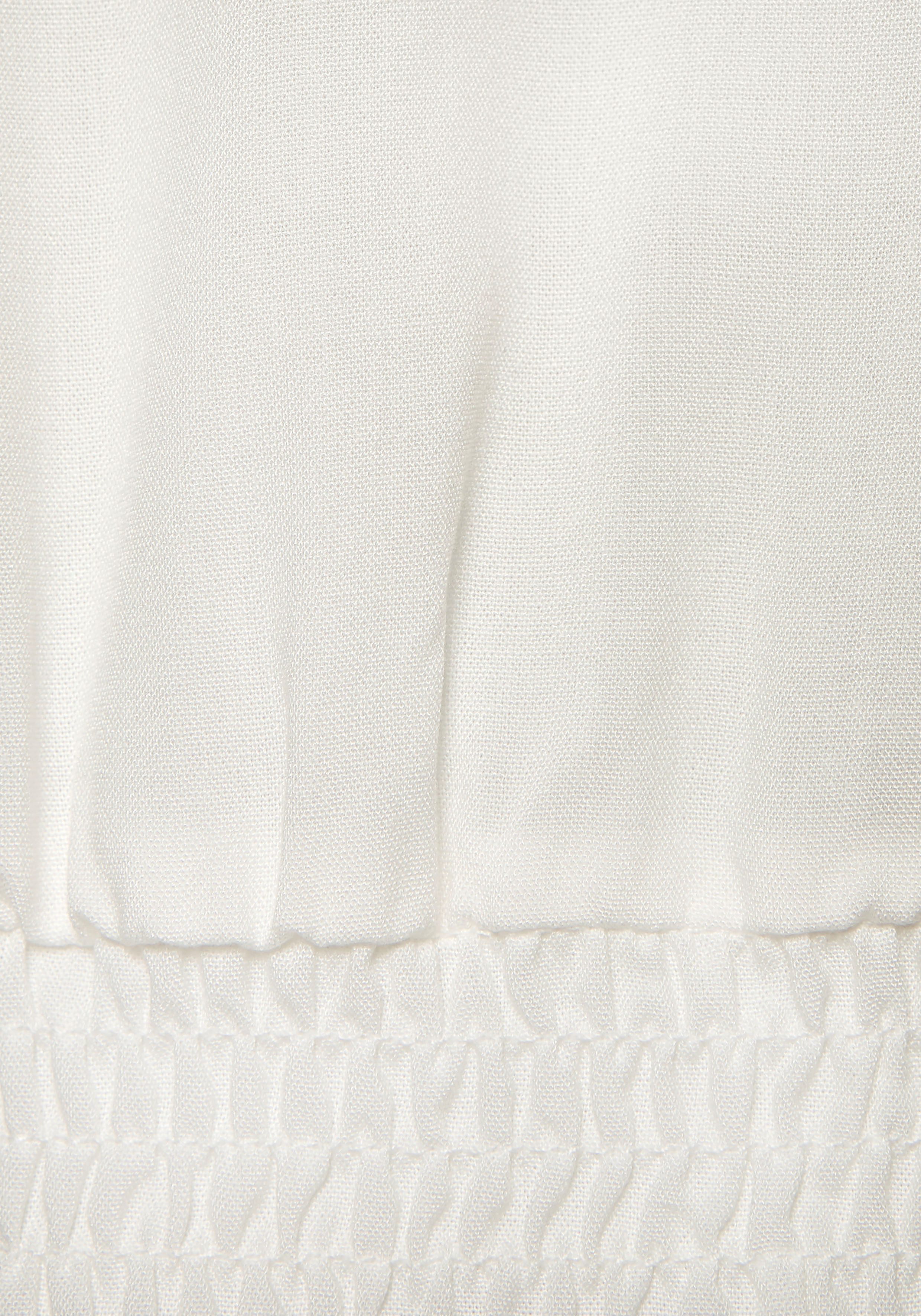 Buffalo Blouse met lange mouwen met brede smokzoom, zomerse damesblouse met v-hals