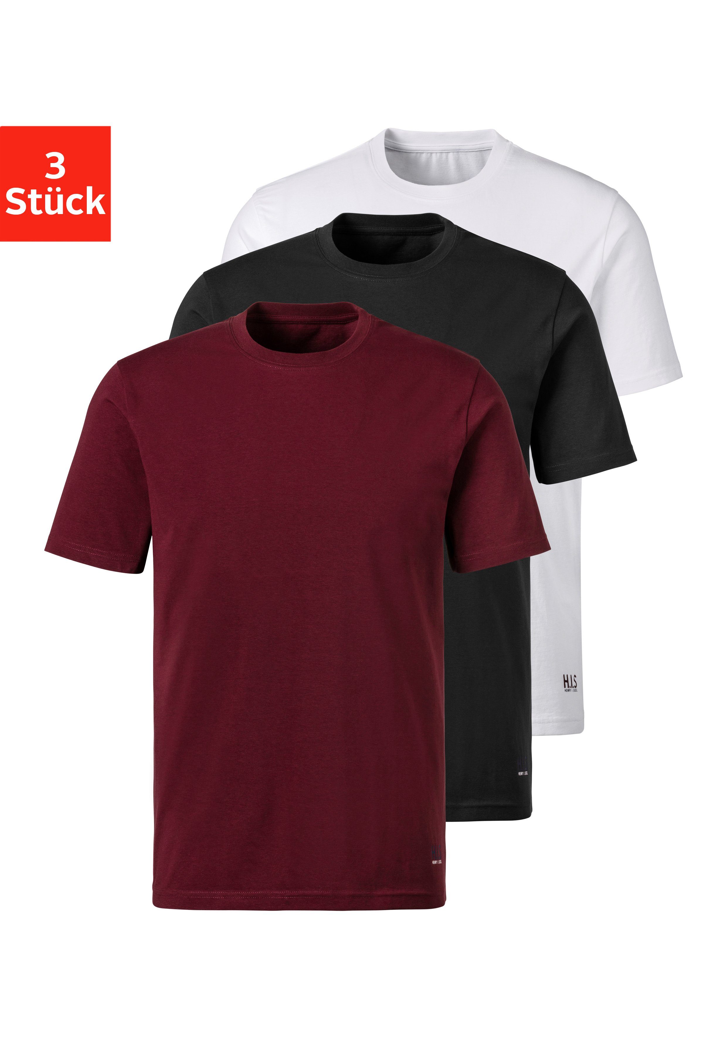H.I.S T-shirt Onderhemd met ronde hals (Set van 3)