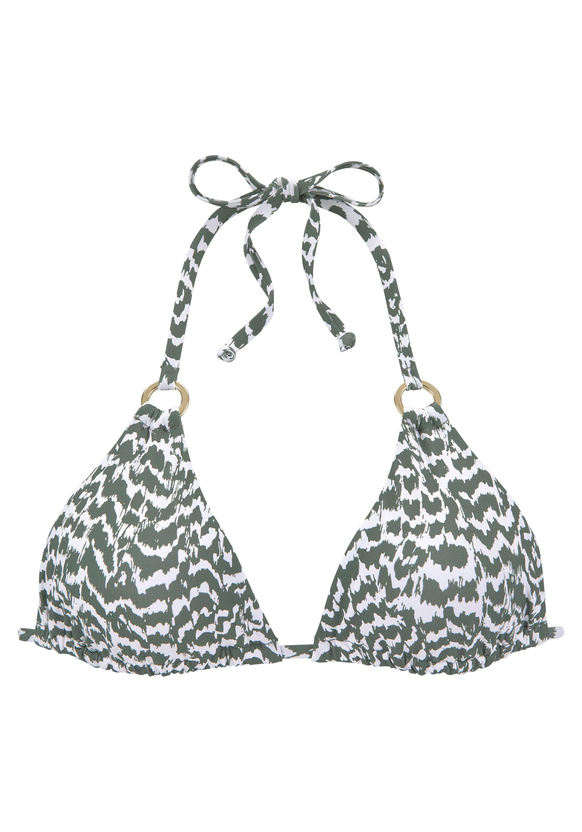 lascana triangel-bikinitop sansa met goudkleurige sierringen groen