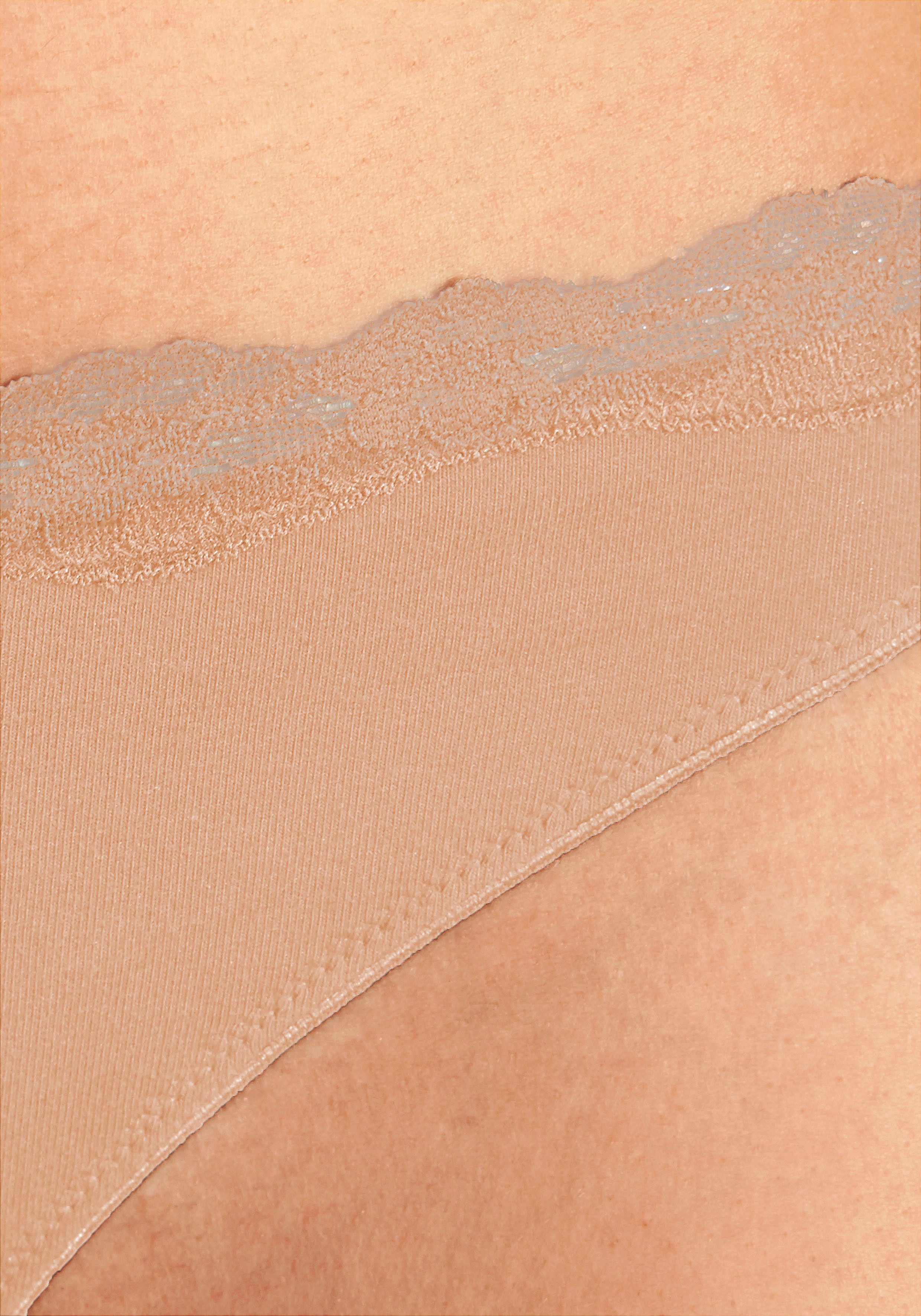 Lascana String van elastische katoen met delicate kant (3 stuks)