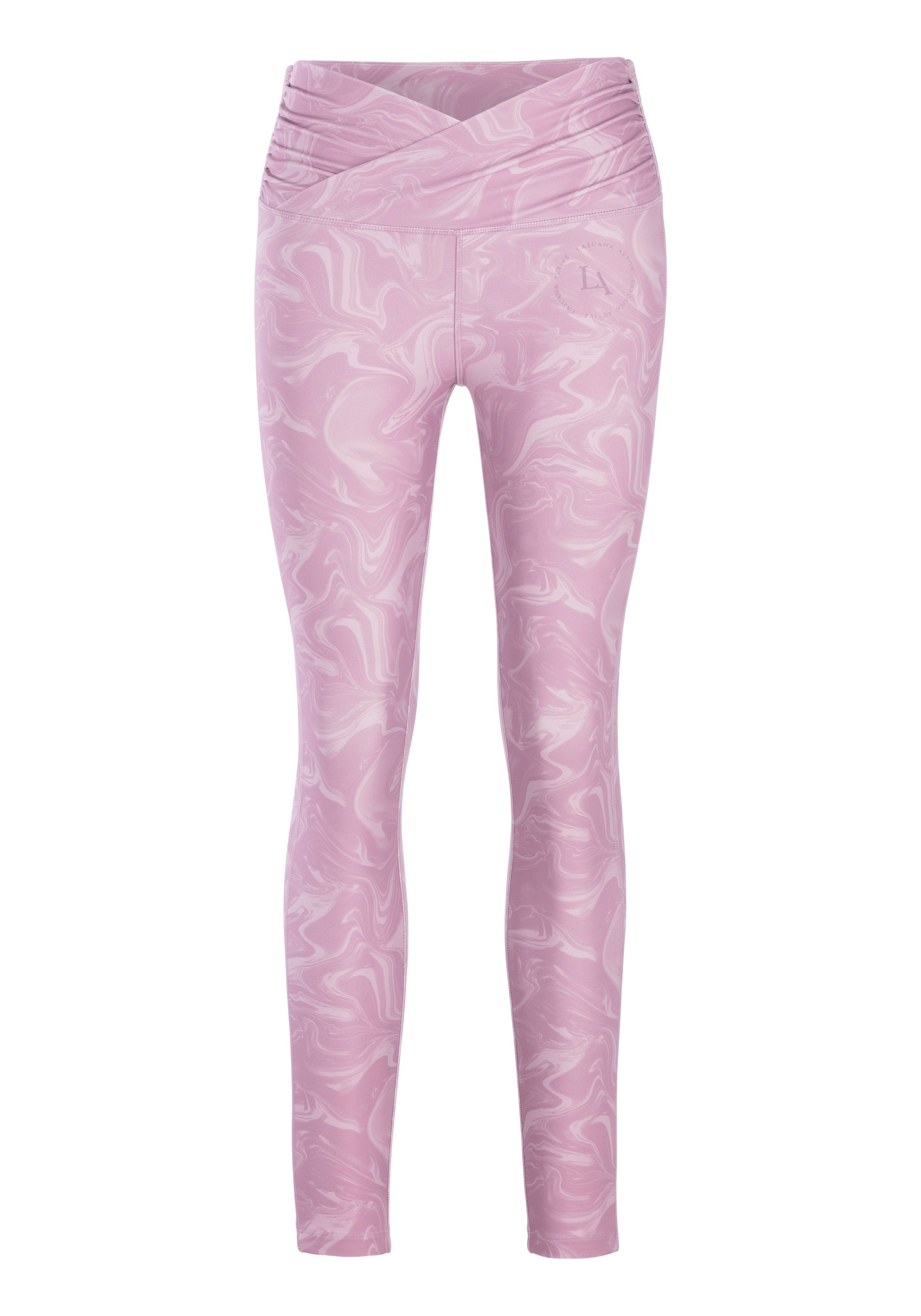 active by lascana functionele legging -sportleggings met all-over print roze