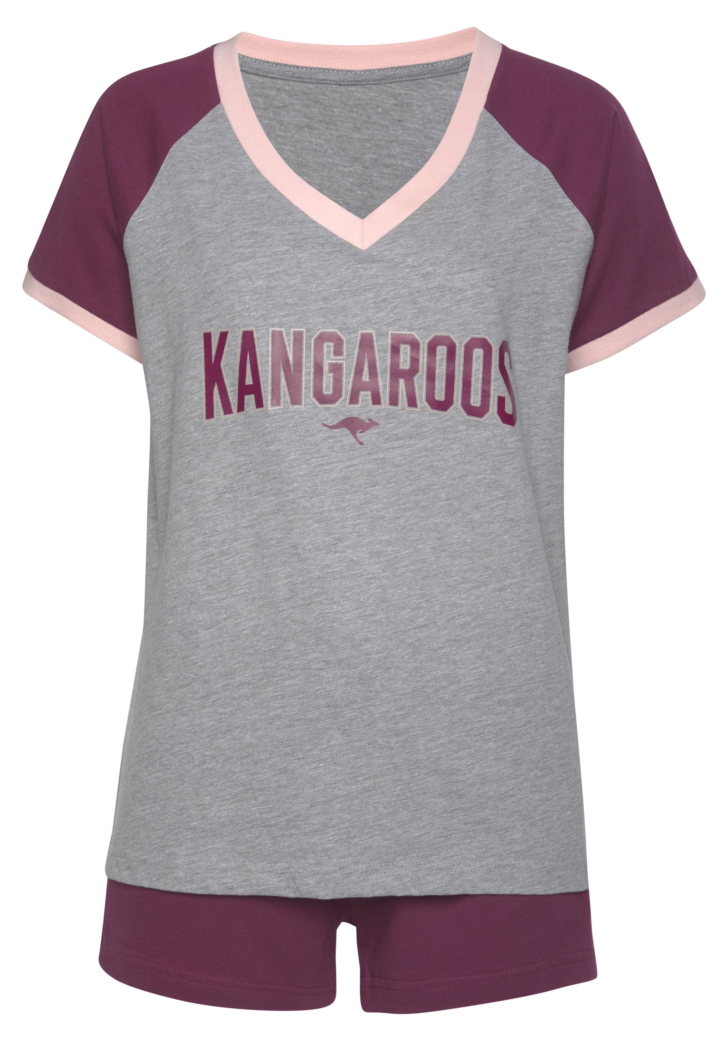 KangaROOS Shortama met contrastkleurige raglanmouwen (2-delig, 1 stuk)