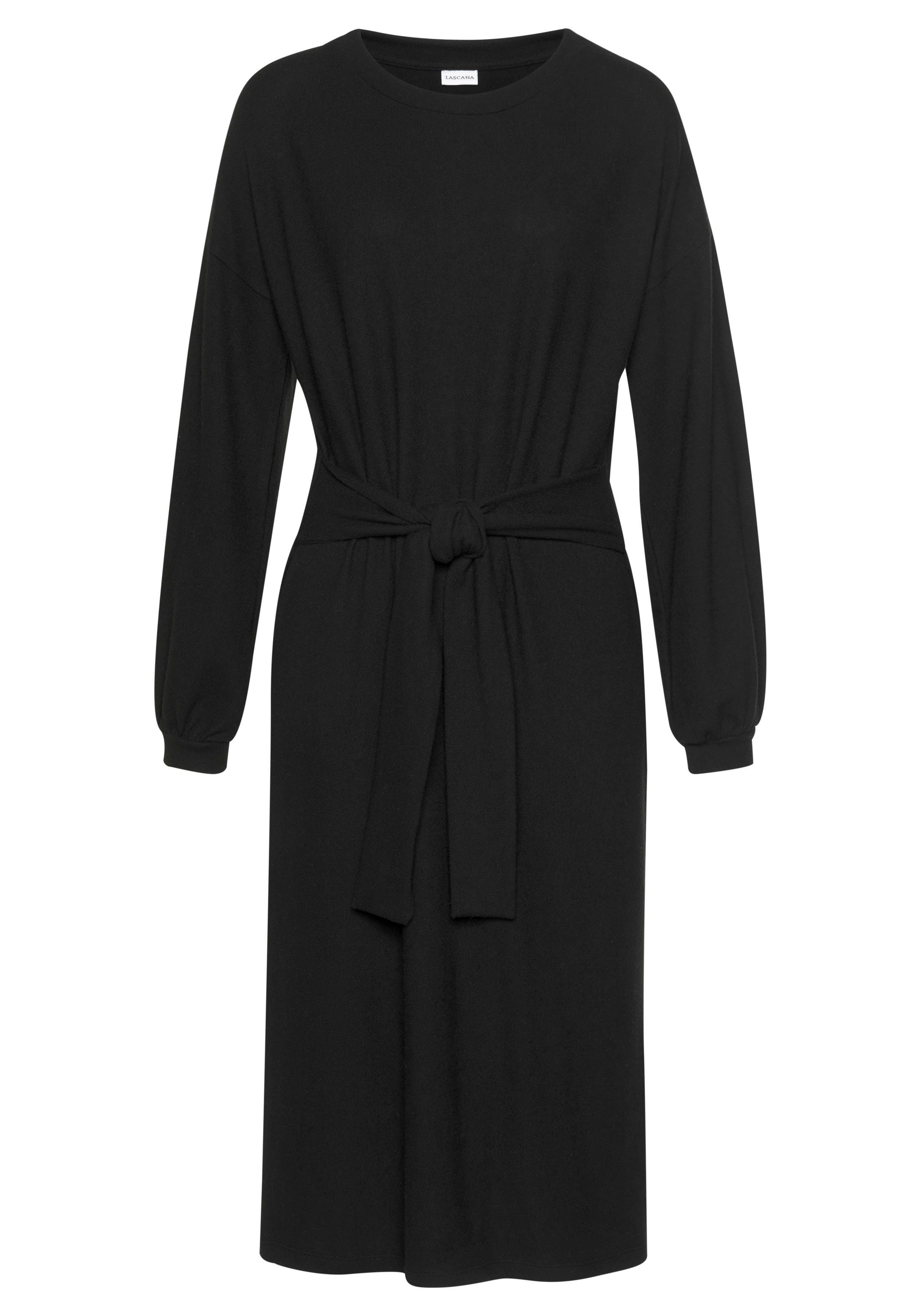 Lascana Gebreide jurk Loungejurk met tailleband, loungewear