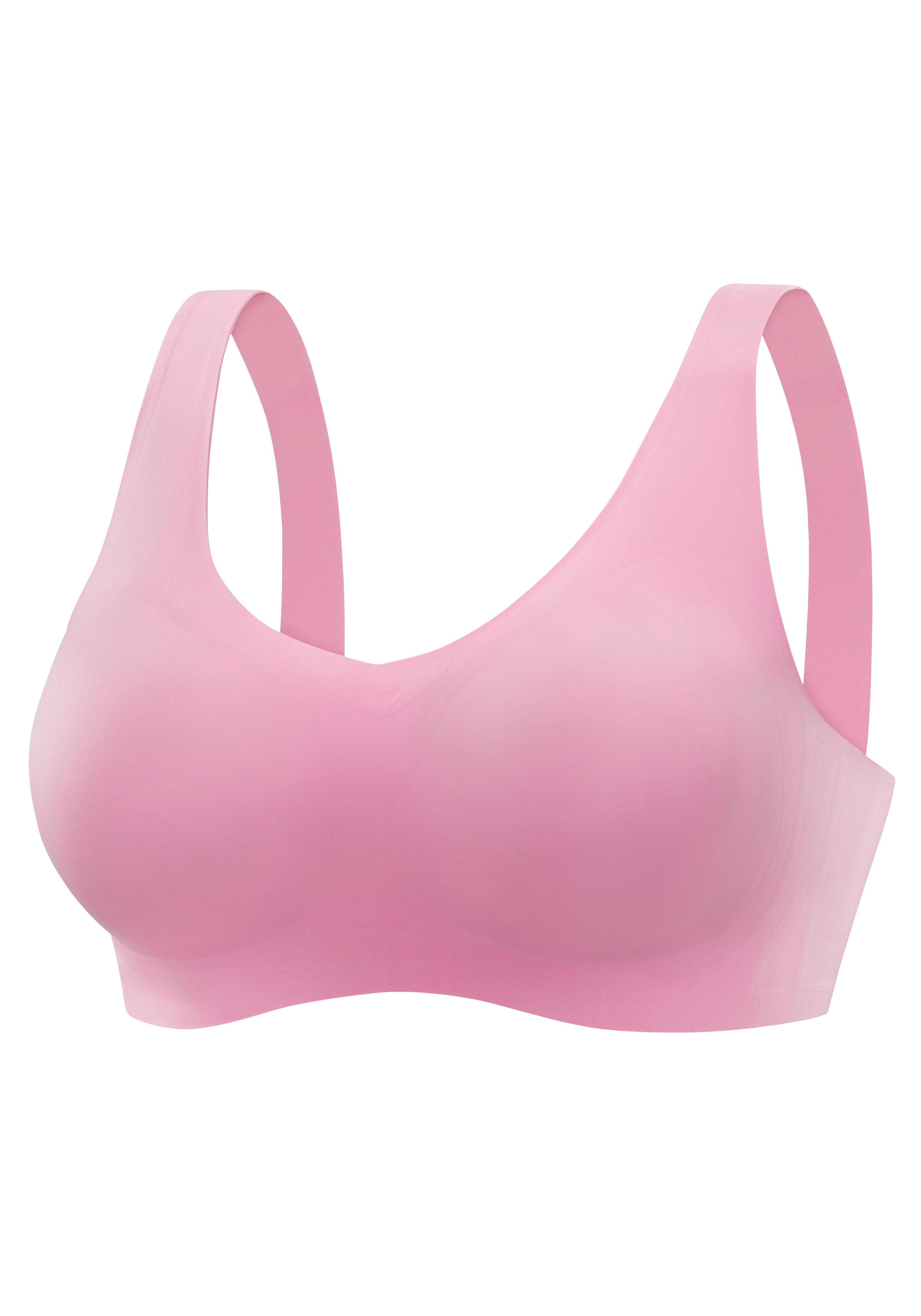 Nuance Bralette-bh SEAMLESS, zonder beugels, met geïntegreerd push-up kussen, Basic Lingerie bh's zonder beugel maat L (44/46) paars