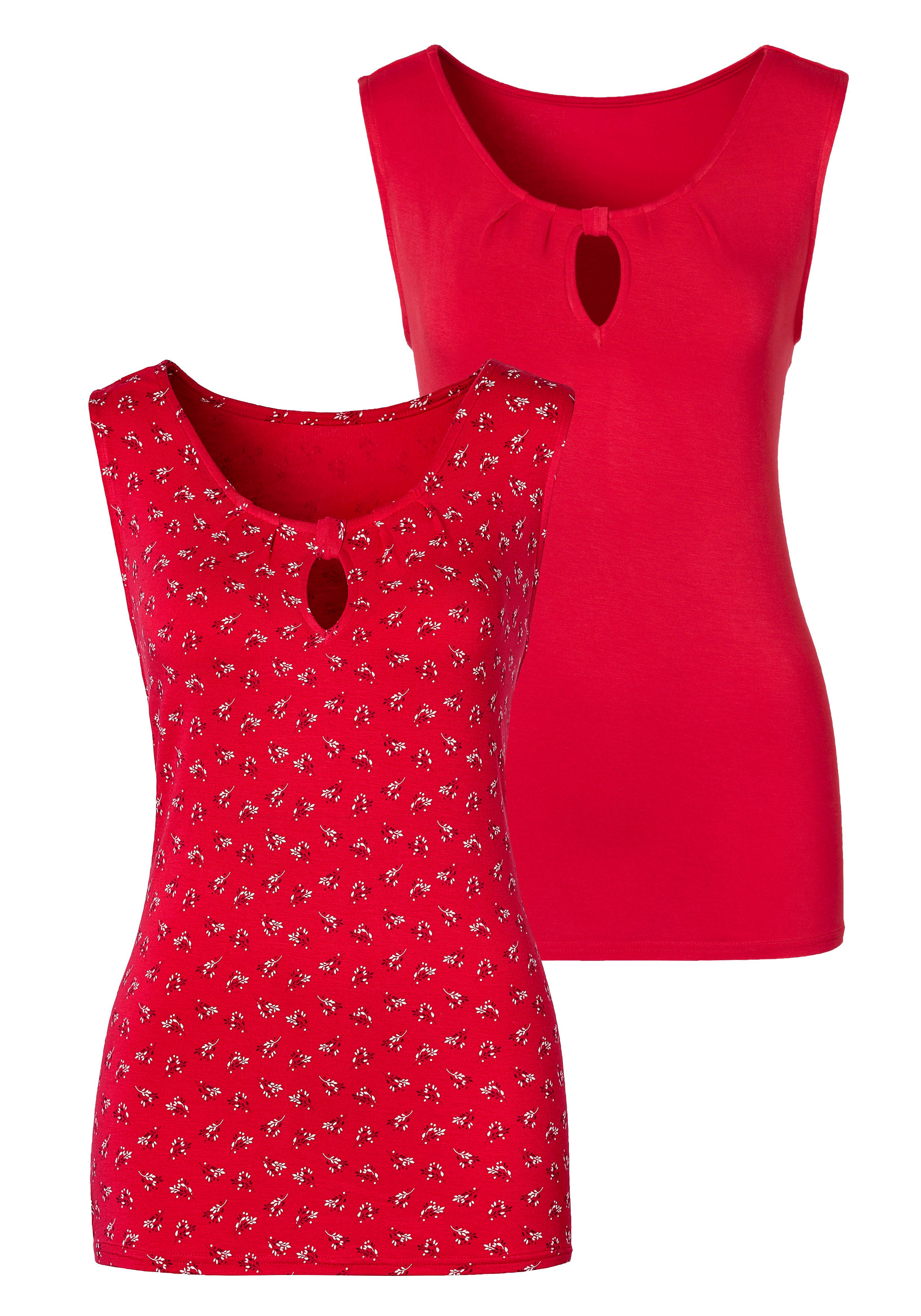 Lascana Shirttop Met kleine cut-out bij de hals (Set van 2)