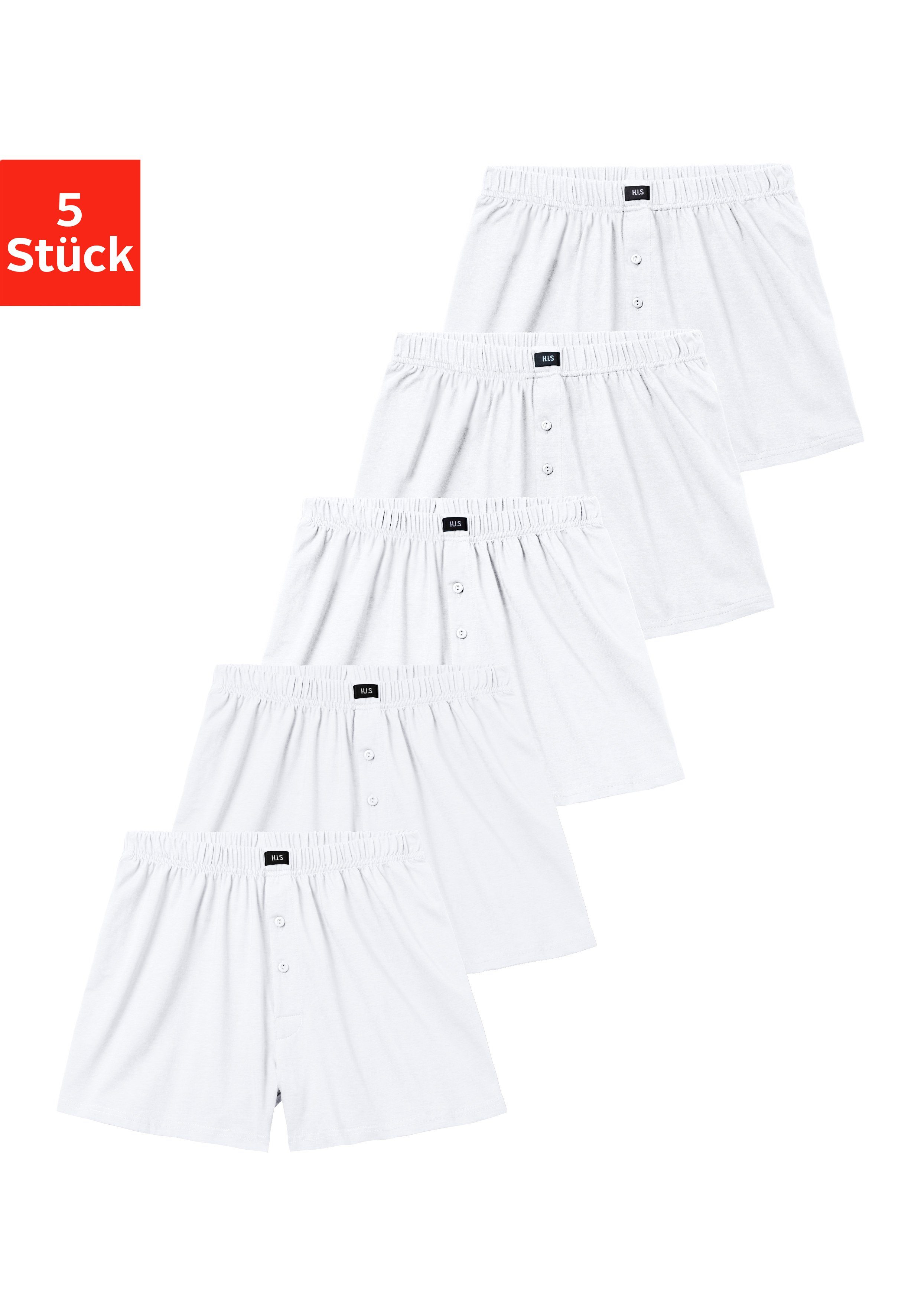 H.I.S Wijde boxershort Heren boxer wijdte pasvorm, comfortband, van katoen-stretch (set, 5 stuks)