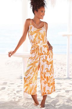 s.oliver red label beachwear jumpsuit in culotte-stijl met print all-over wit