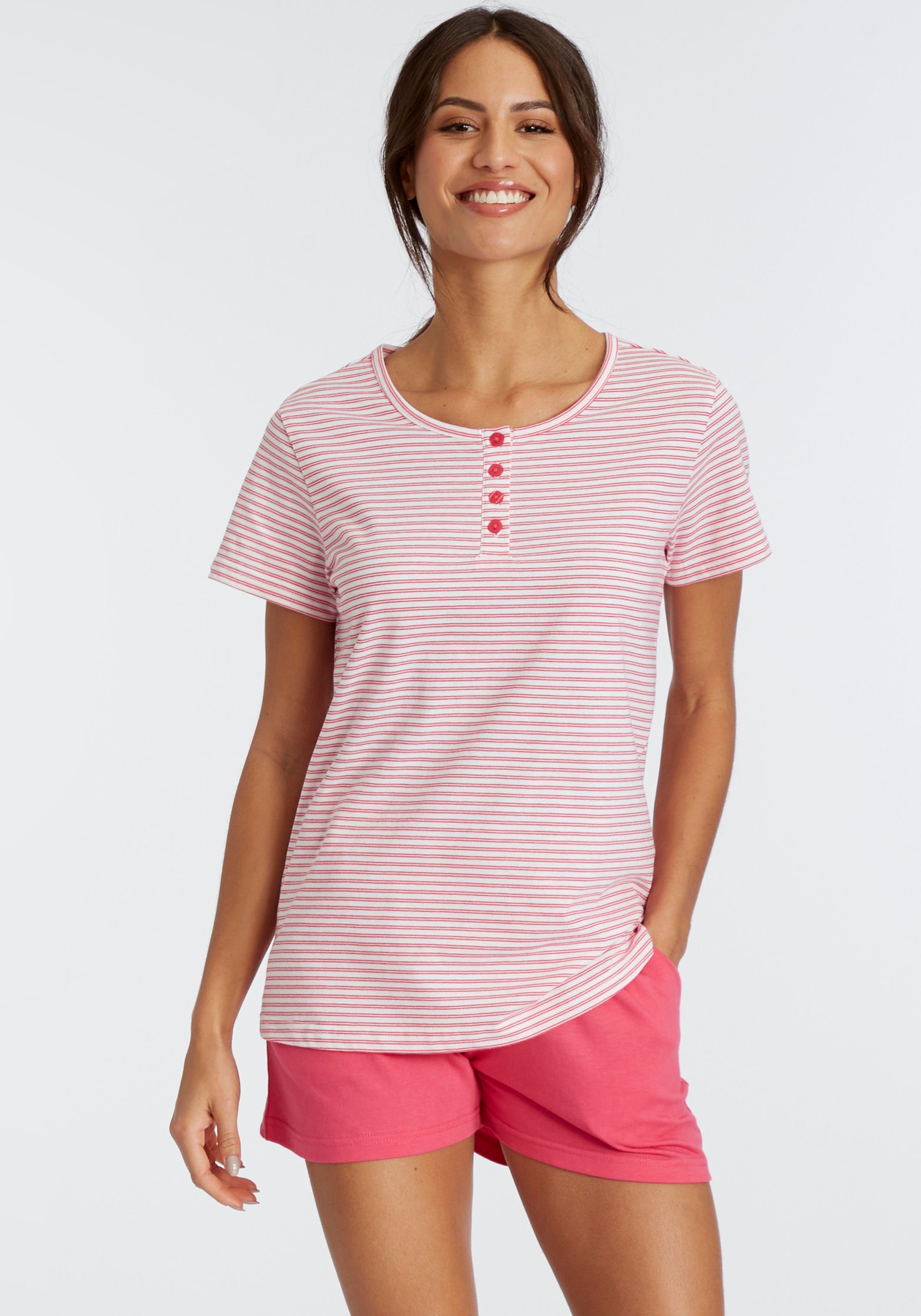 Vivance Dreams Shortama met strepen van voorgeverfd garen (set, 2-delig)