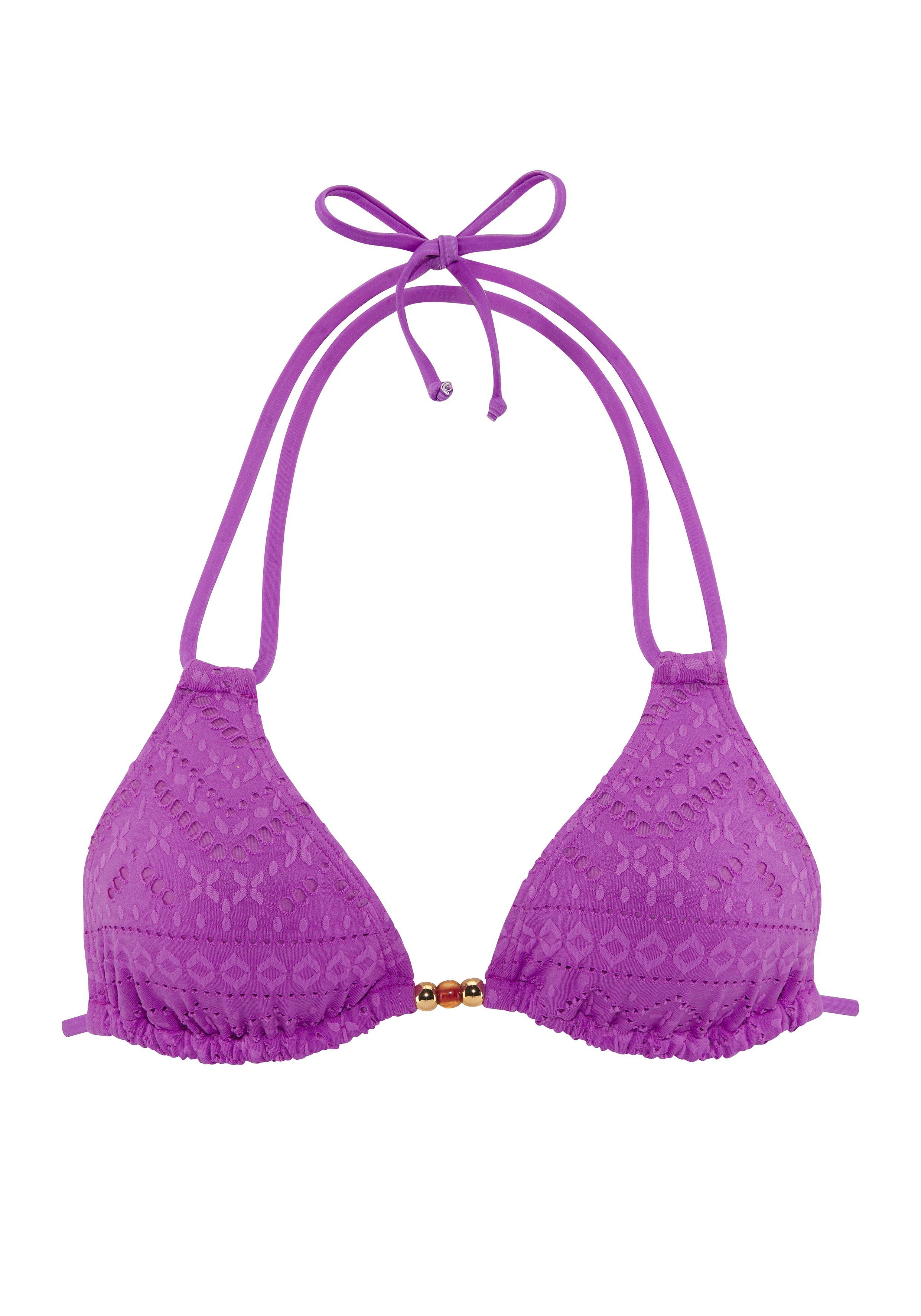 Lascana Triangel-bikinitop Omara met broderie anglaise