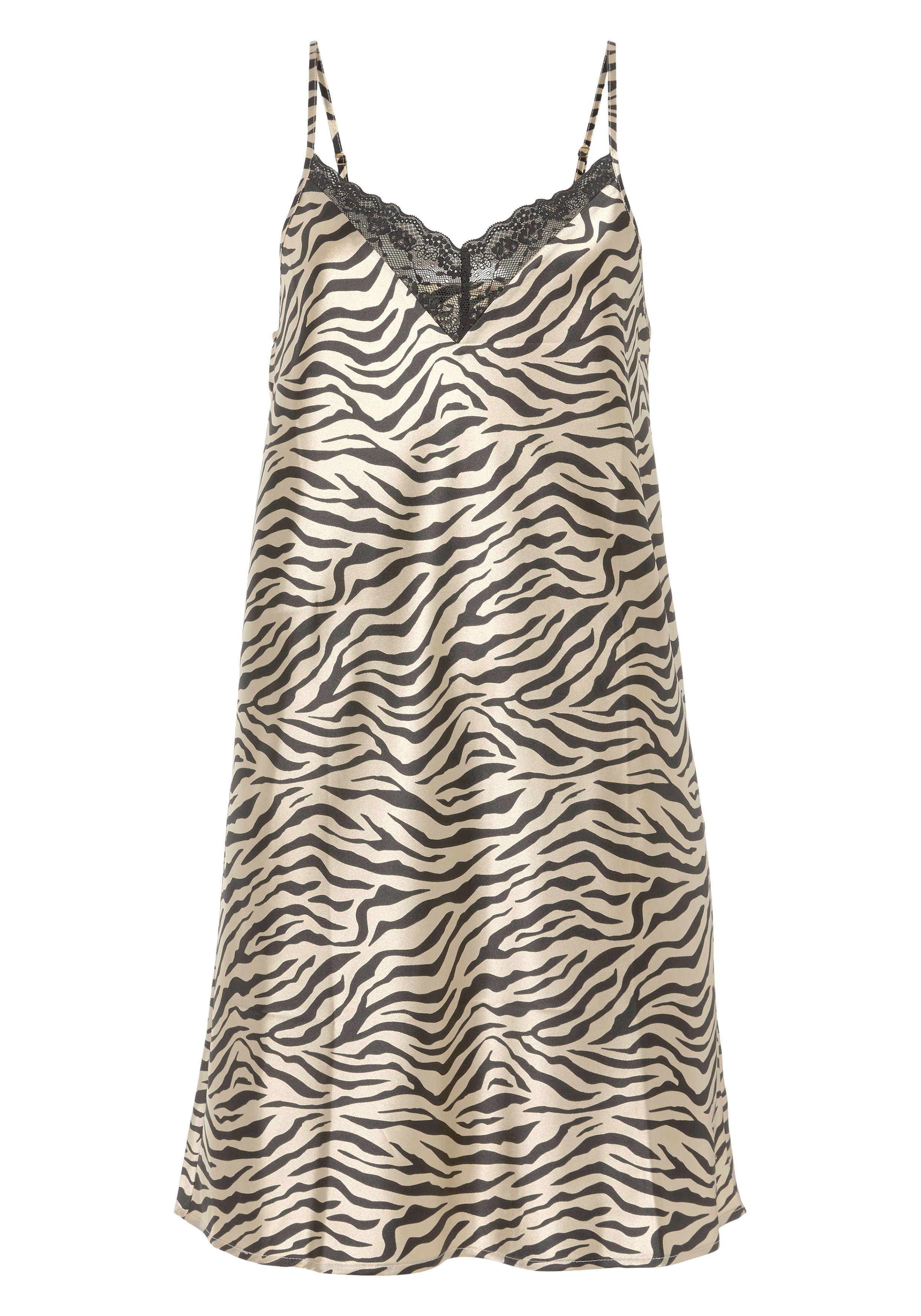 Buffalo Negligé met mooie dierenprint en kantinzetten negligés maat 32 beige